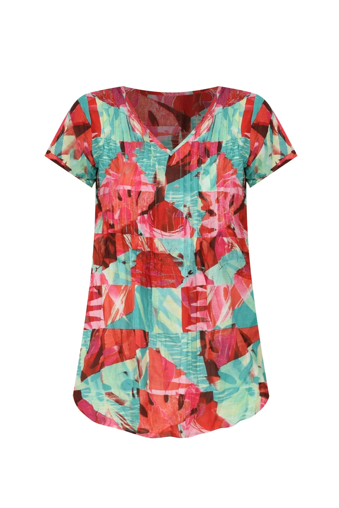 Fia Aqua Leaf Crinkle Cotton Top