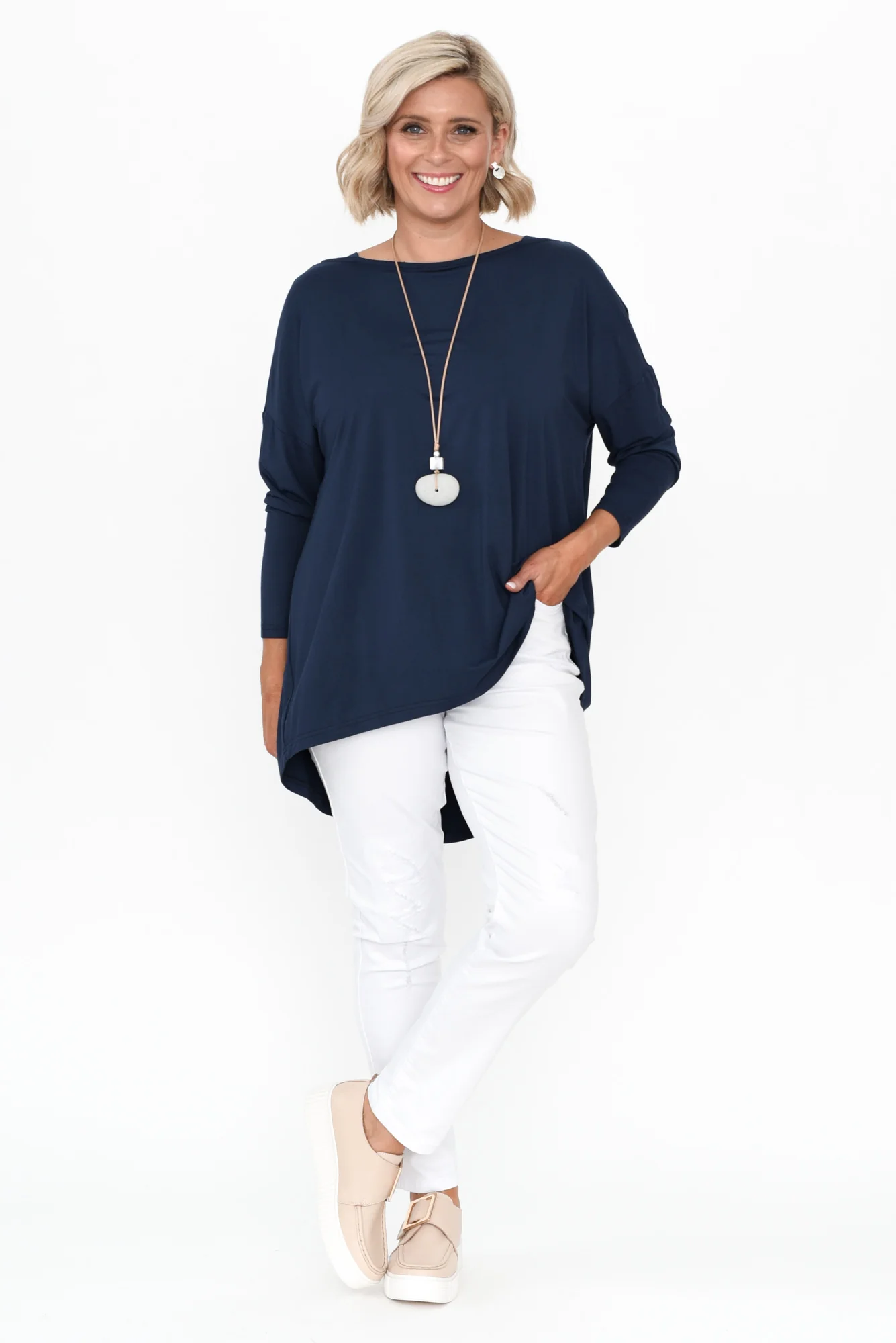 Anakin Navy Hi Lo Bamboo Top