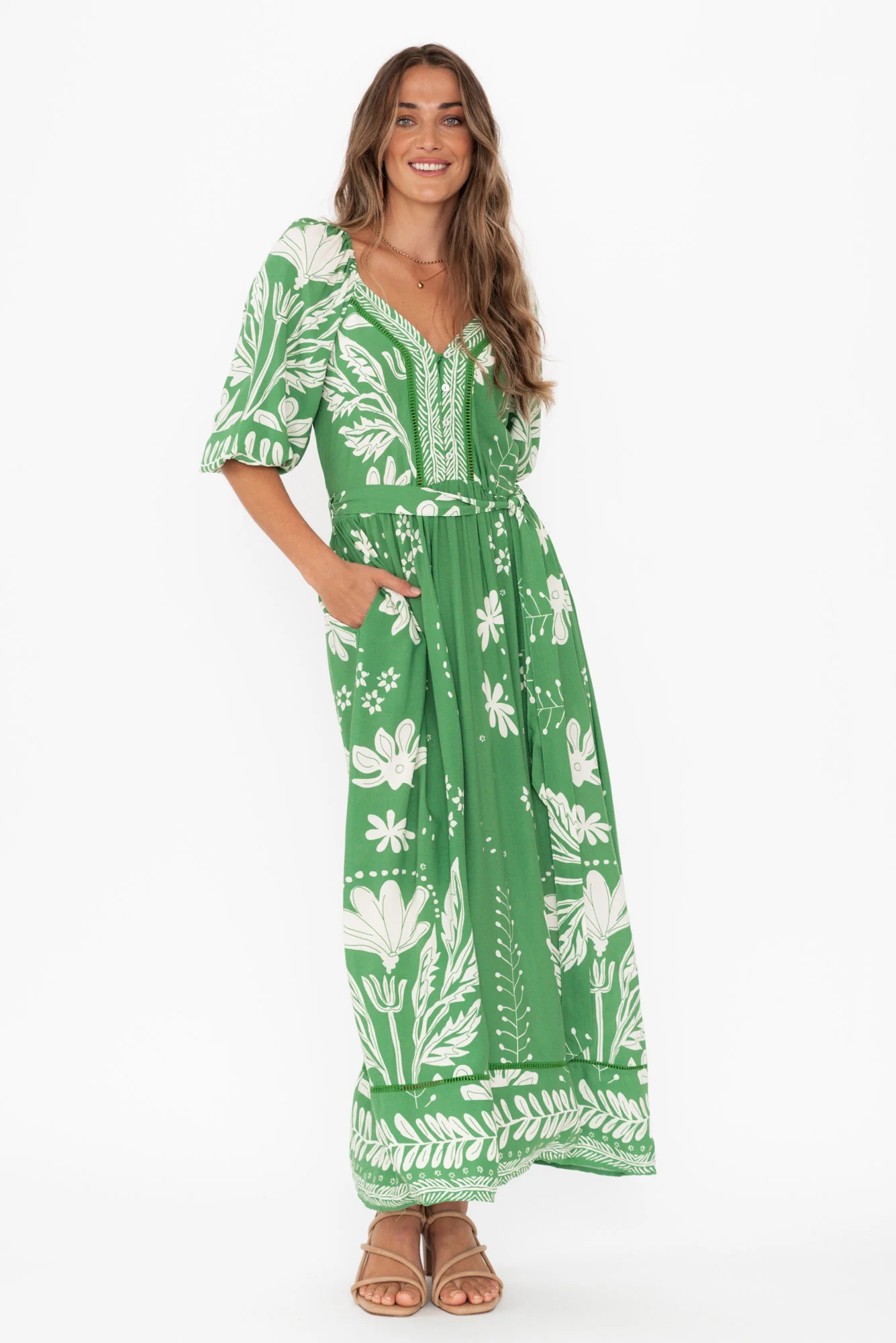 Lyndel Green Floral Tie Dress