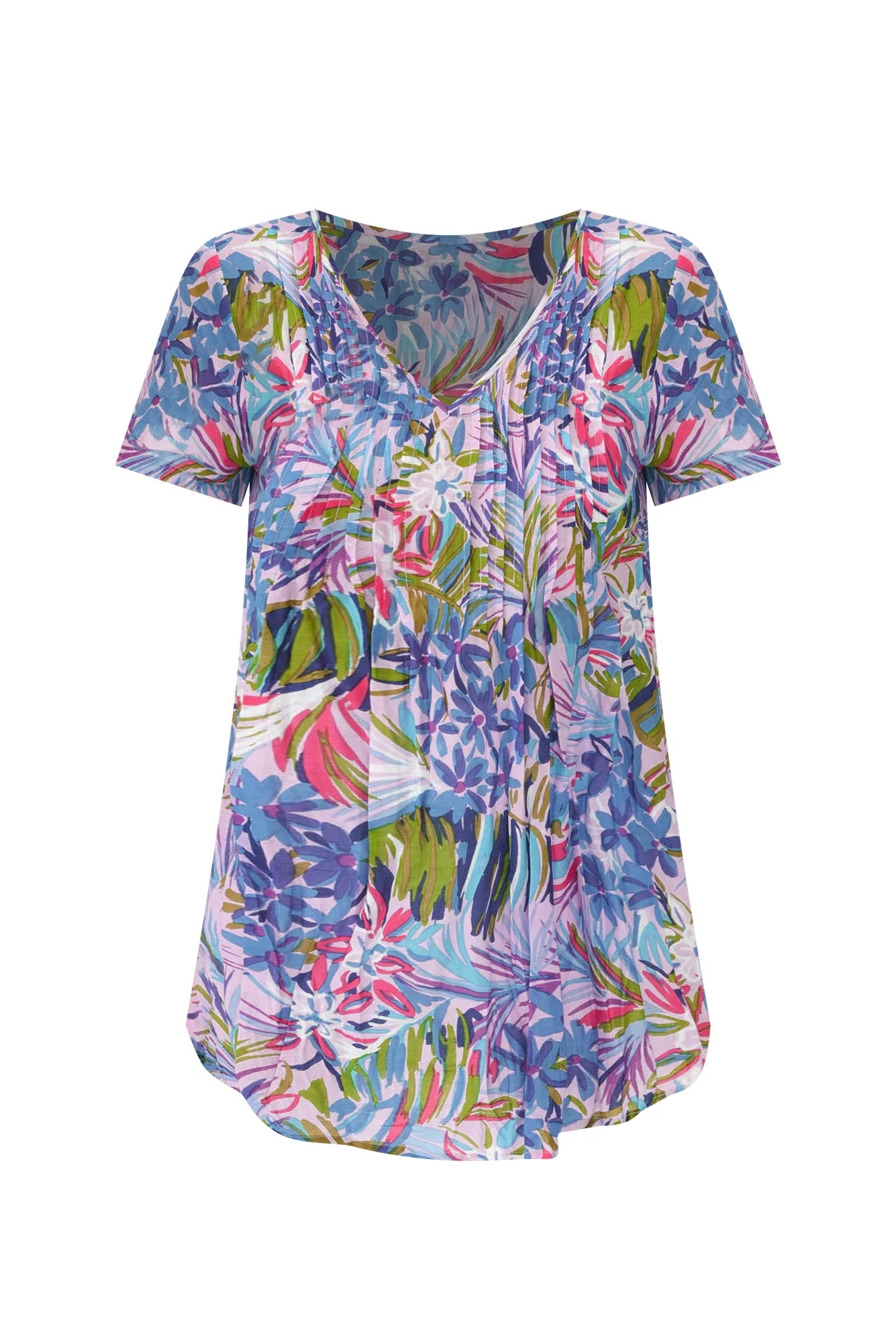 Fia Purple Floral Crinkle Cotton Top