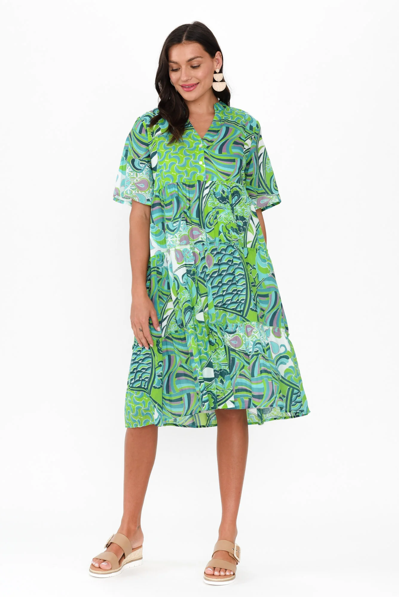 Eva Green Wave Cotton Dress
