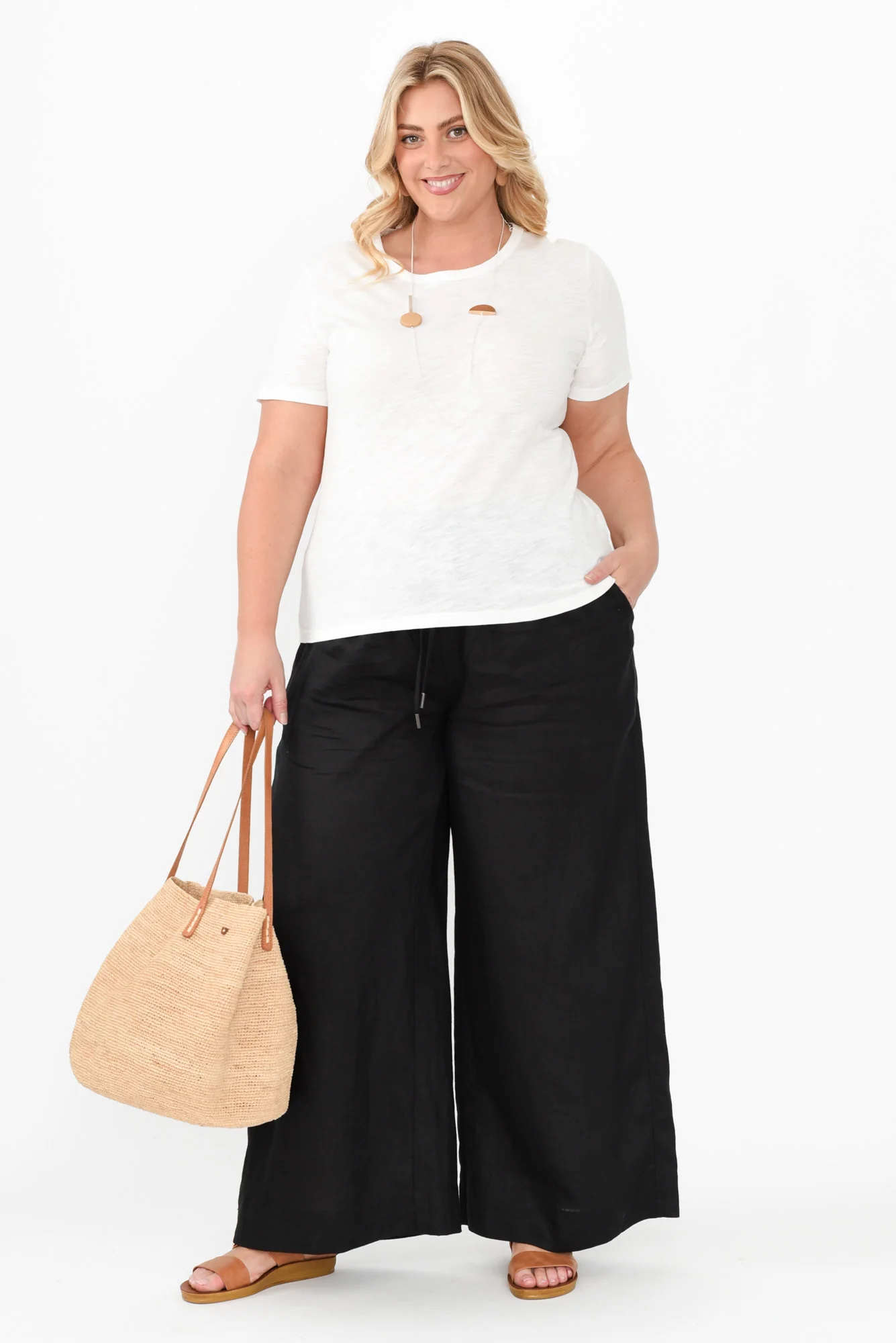 Jimmie Black Linen Tie Pants