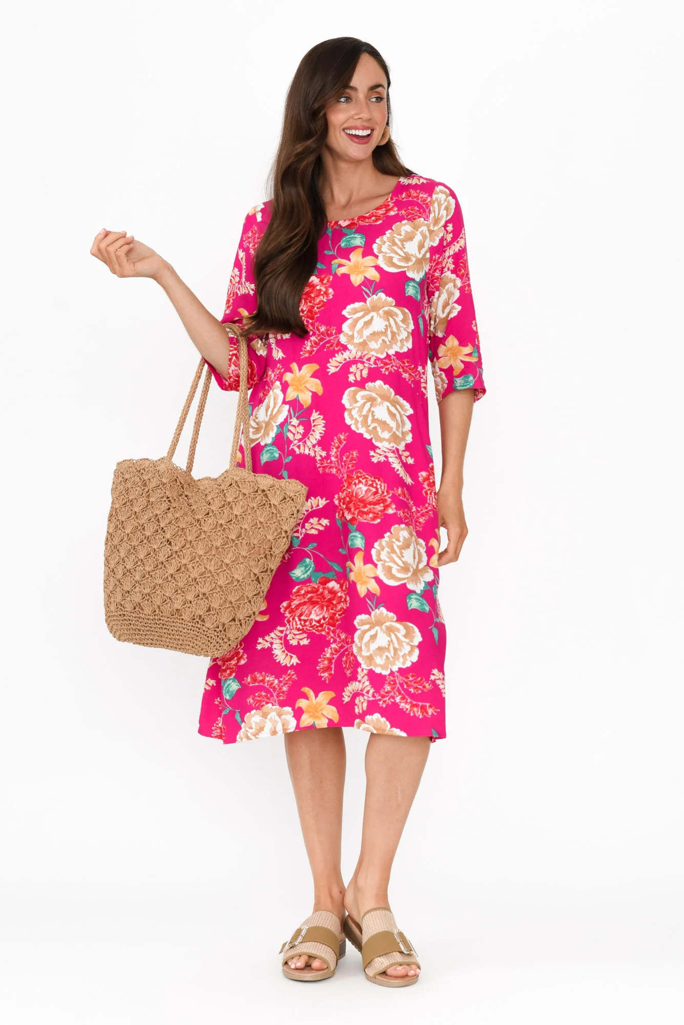 Jordana Pink Floral Pocket Dress