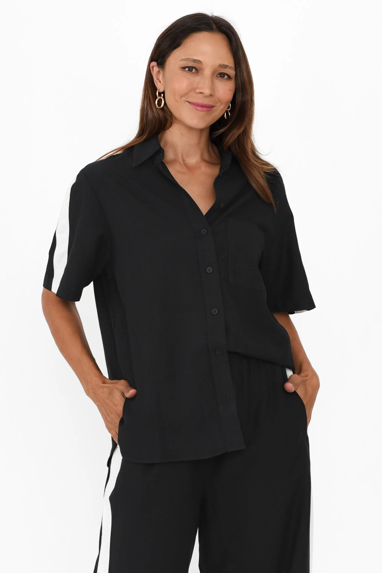 Francis Black Stripe Pocket Shirt