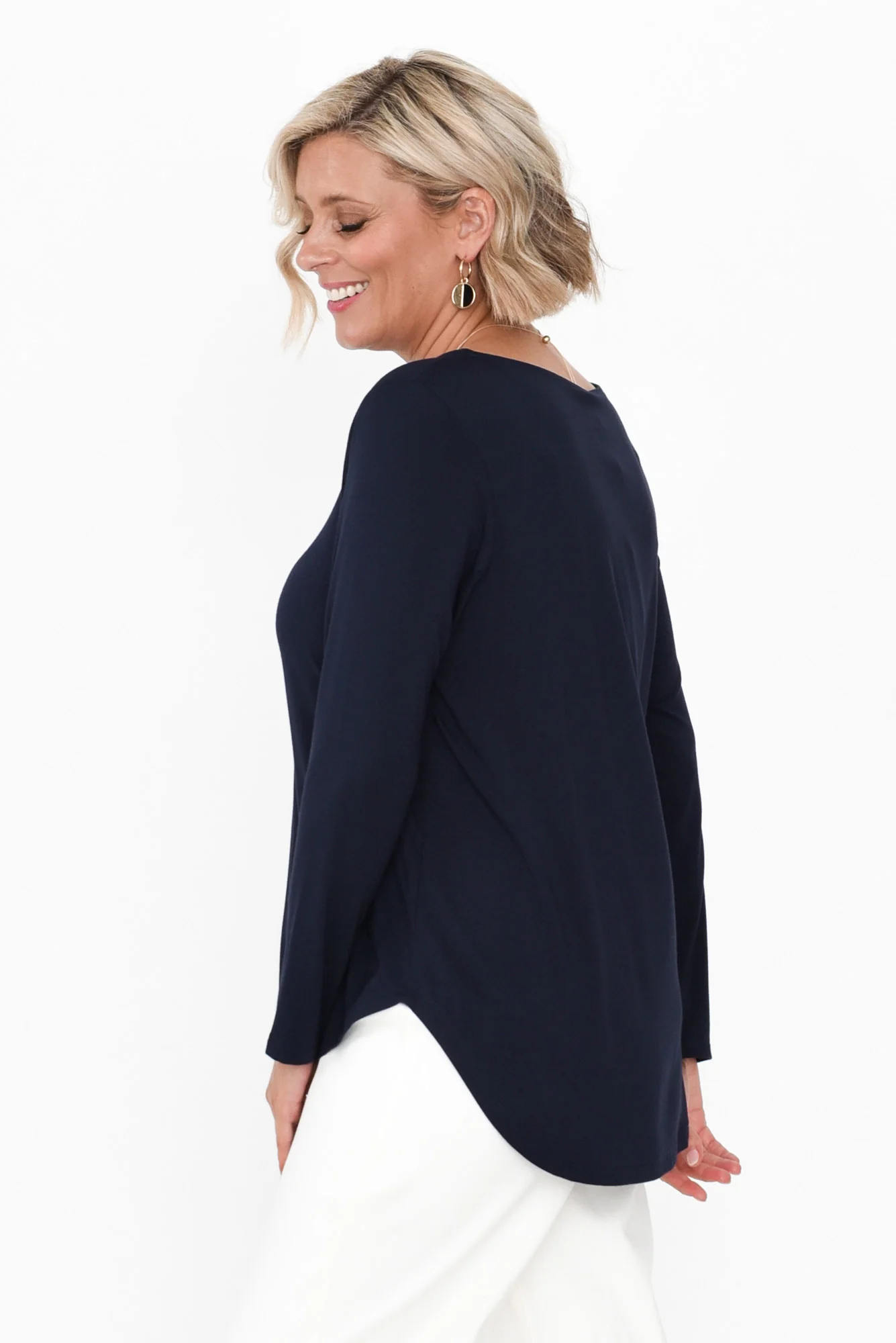 Adele Navy Long Sleeve Bamboo Tee