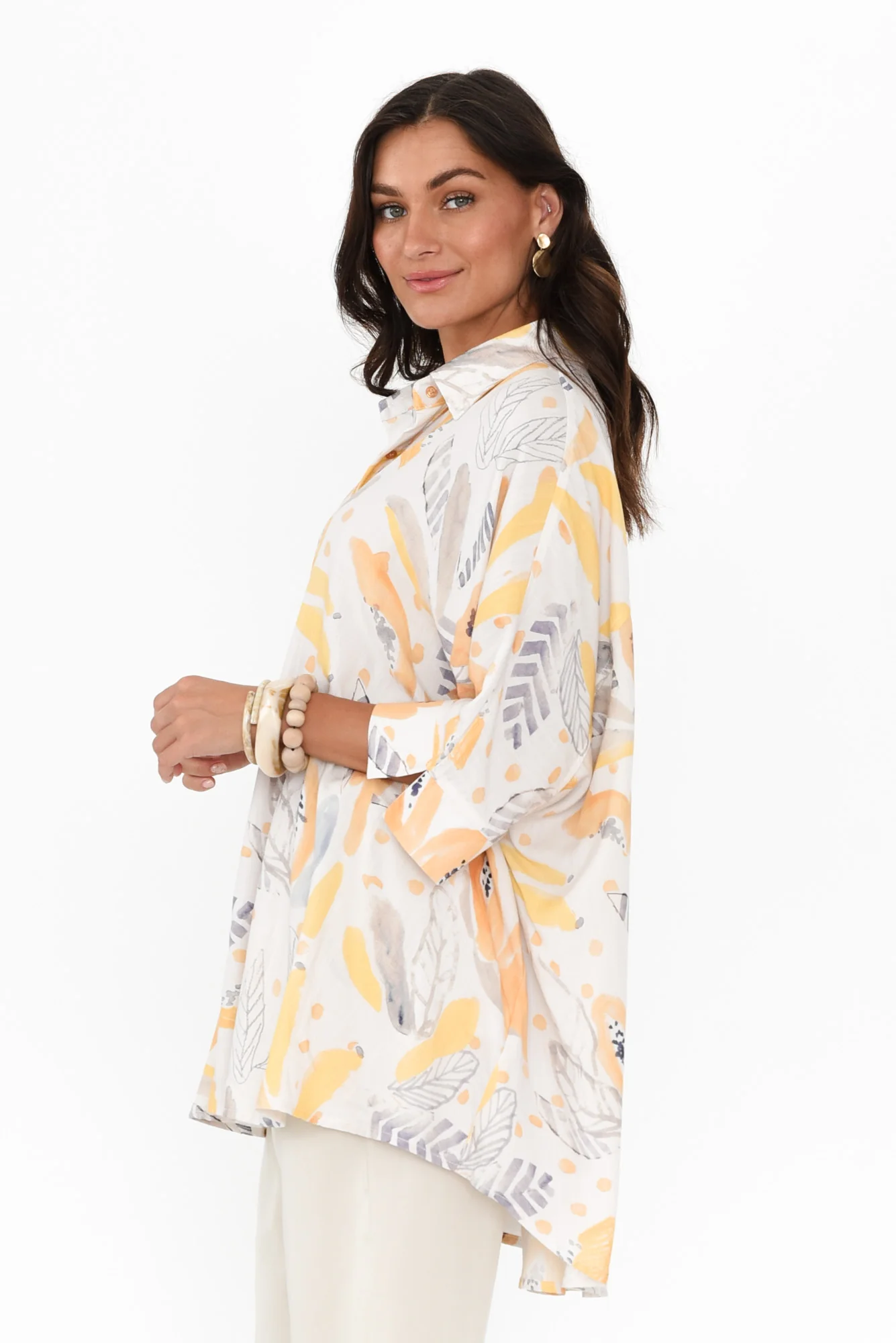 Calisa White Fruity Collared Shirt