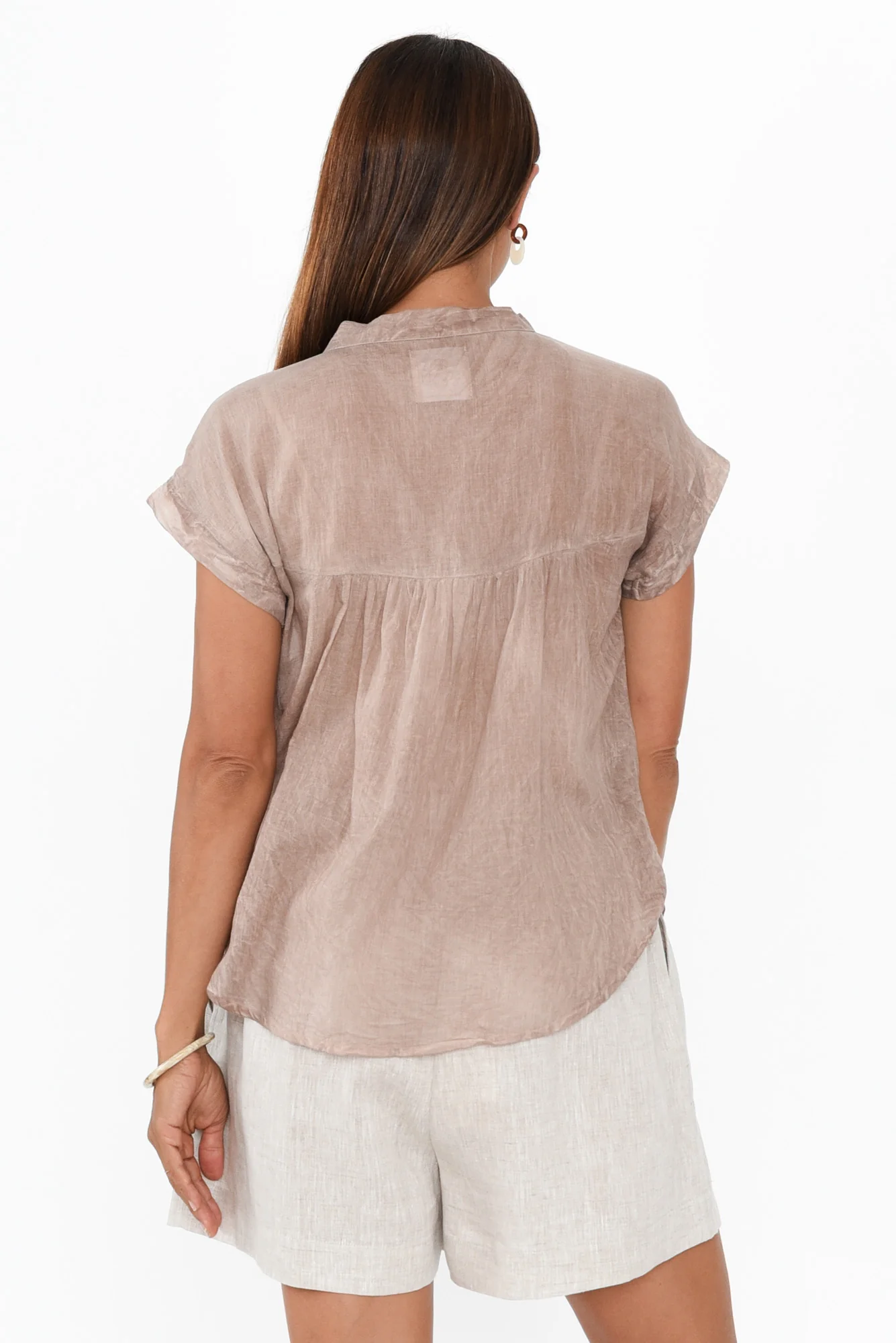 Nevada Taupe Cotton Button Top