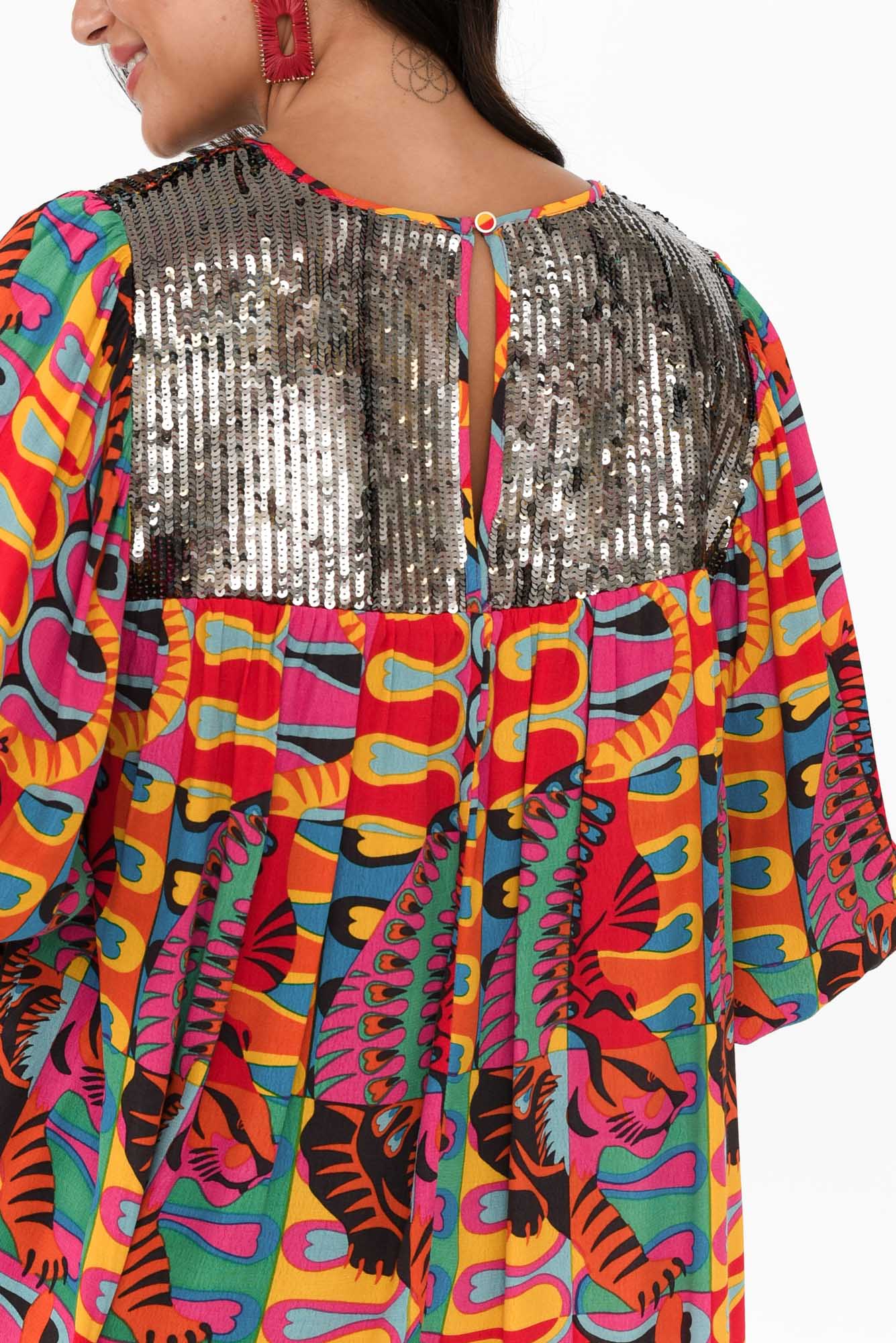 Lady Godiva Pink Abstract Sequin Blouse