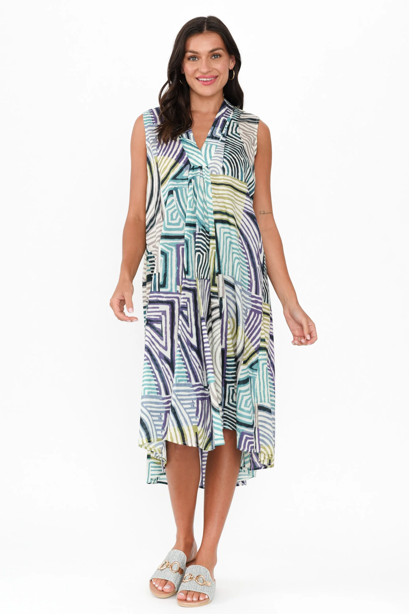 Claudia Green Ripple Cotton Dress