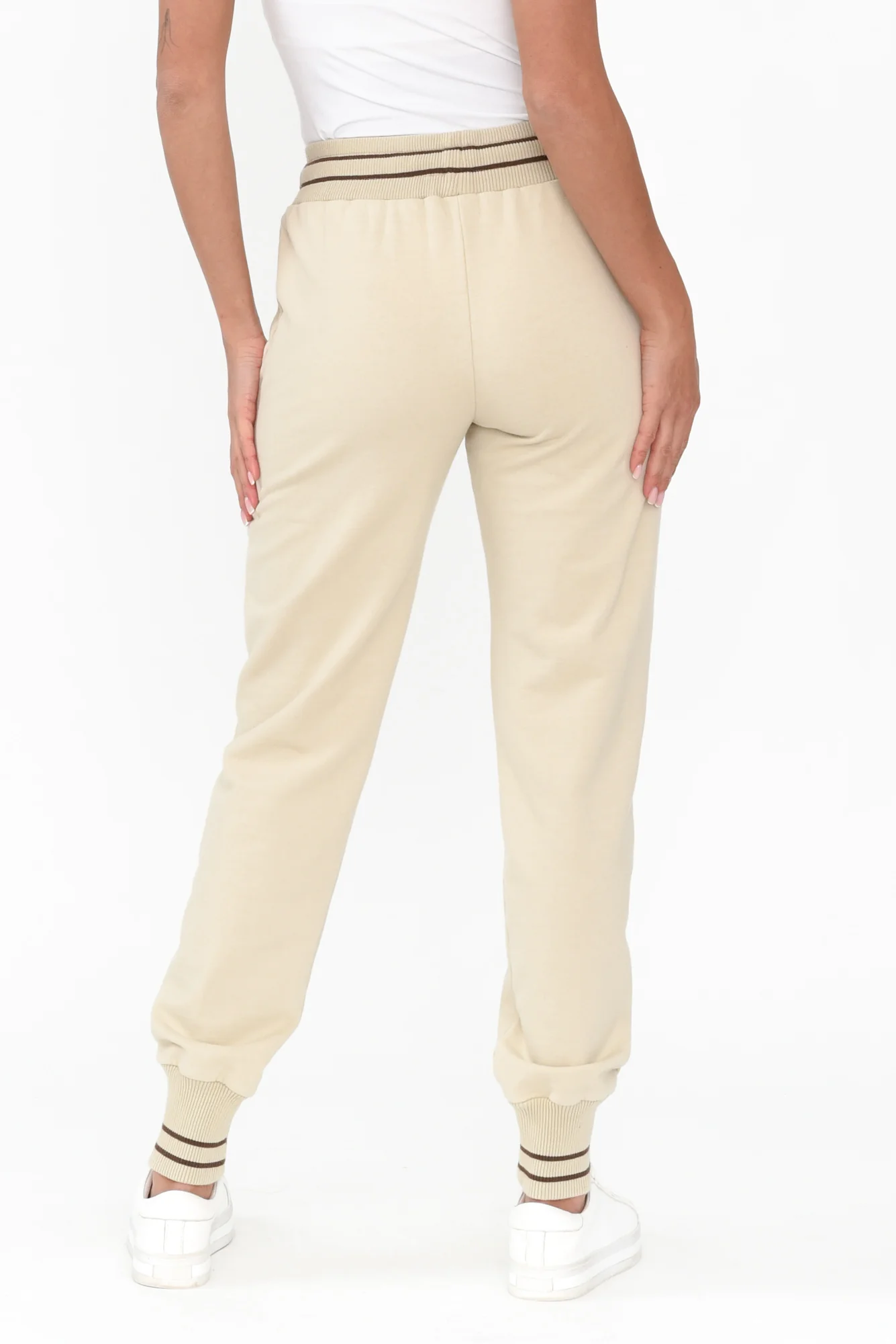 Claude Natural Cotton Blend Drawstring Pants