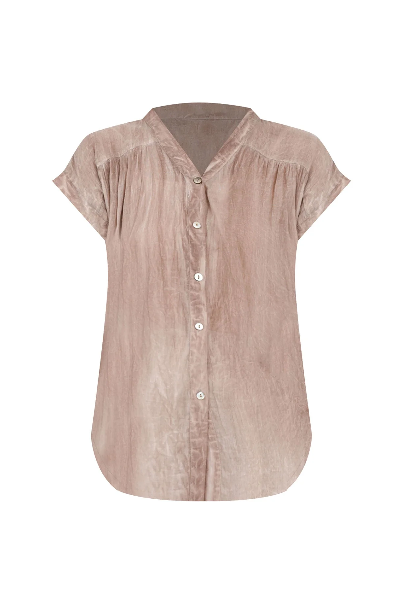 Nevada Taupe Cotton Button Top