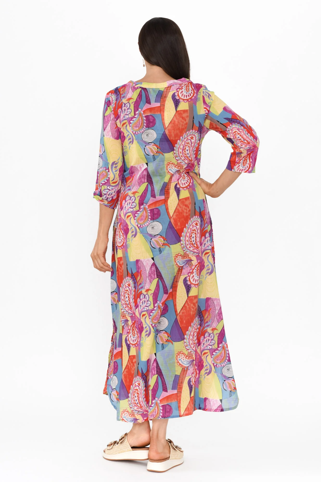 Apia Orange Geo Cotton Maxi Dress