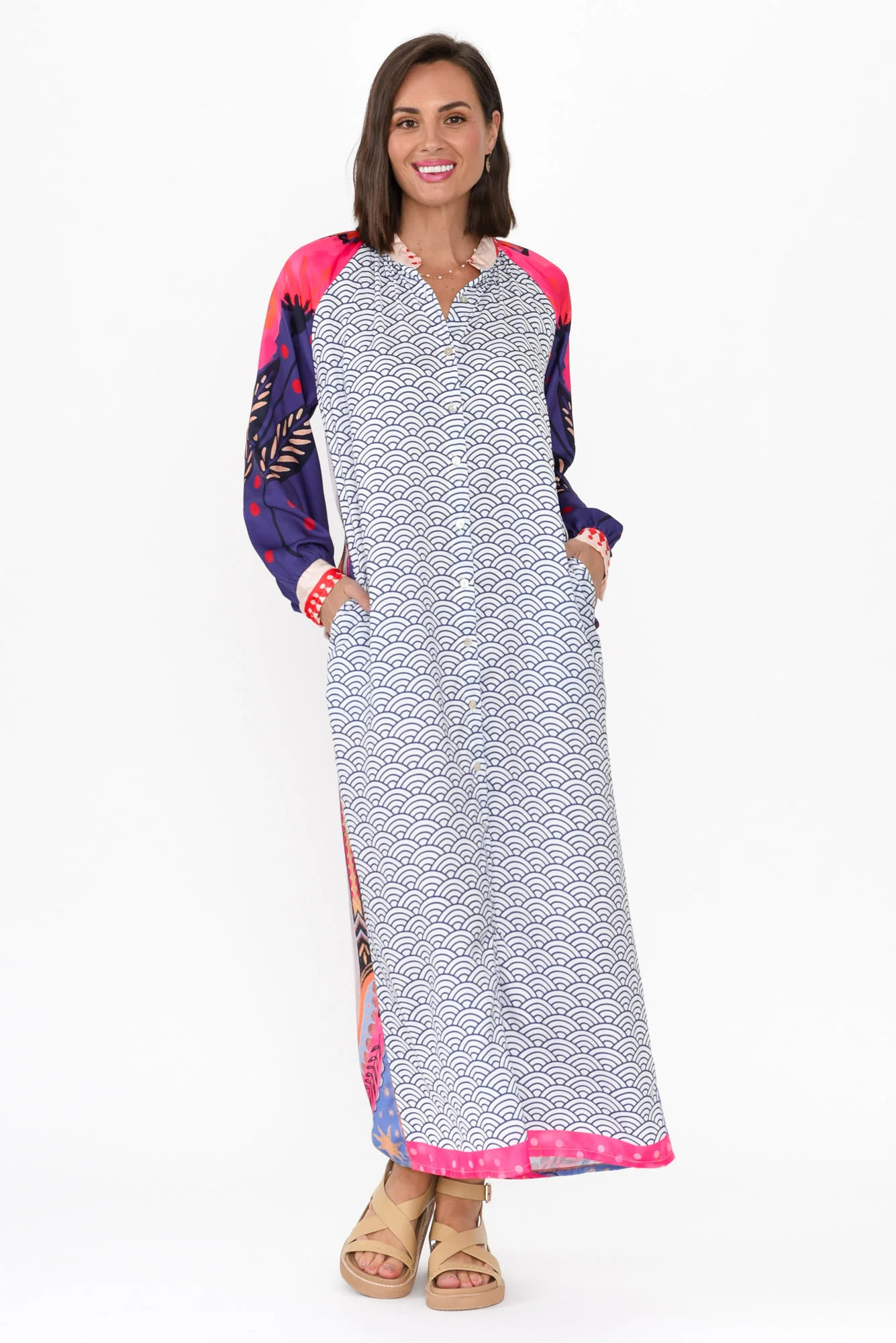 Maeva Navy Geo Shirt Dress