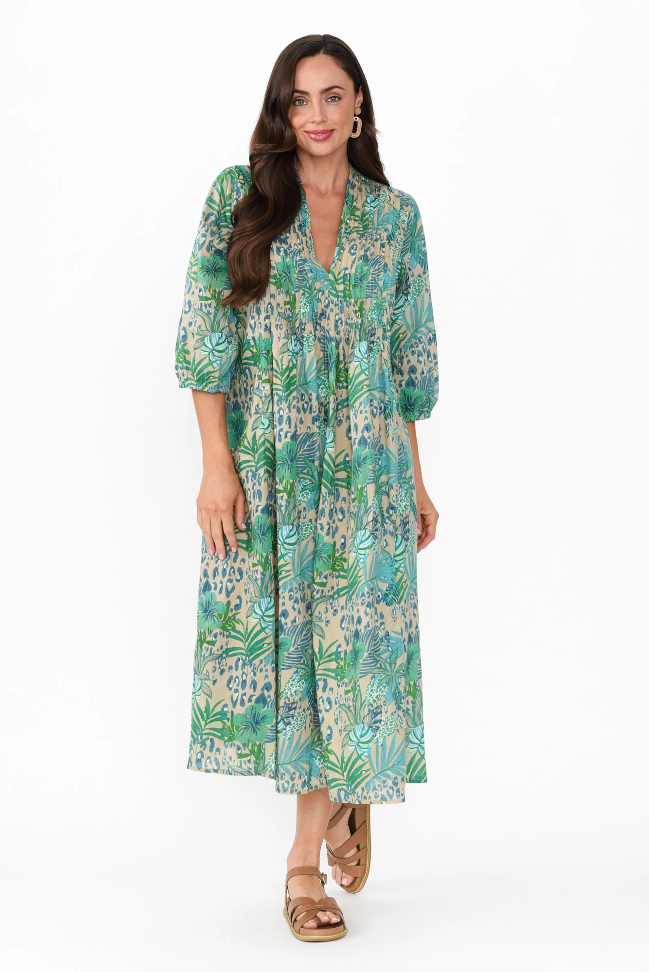 Fria Blue Jungle Cotton Dress