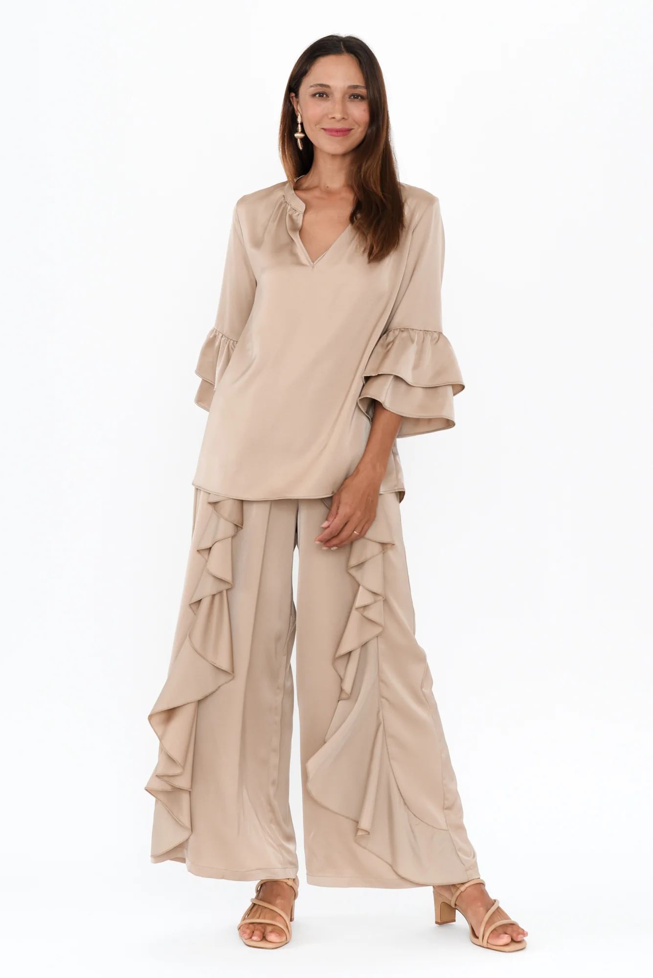 Dancer Taupe Frill Top