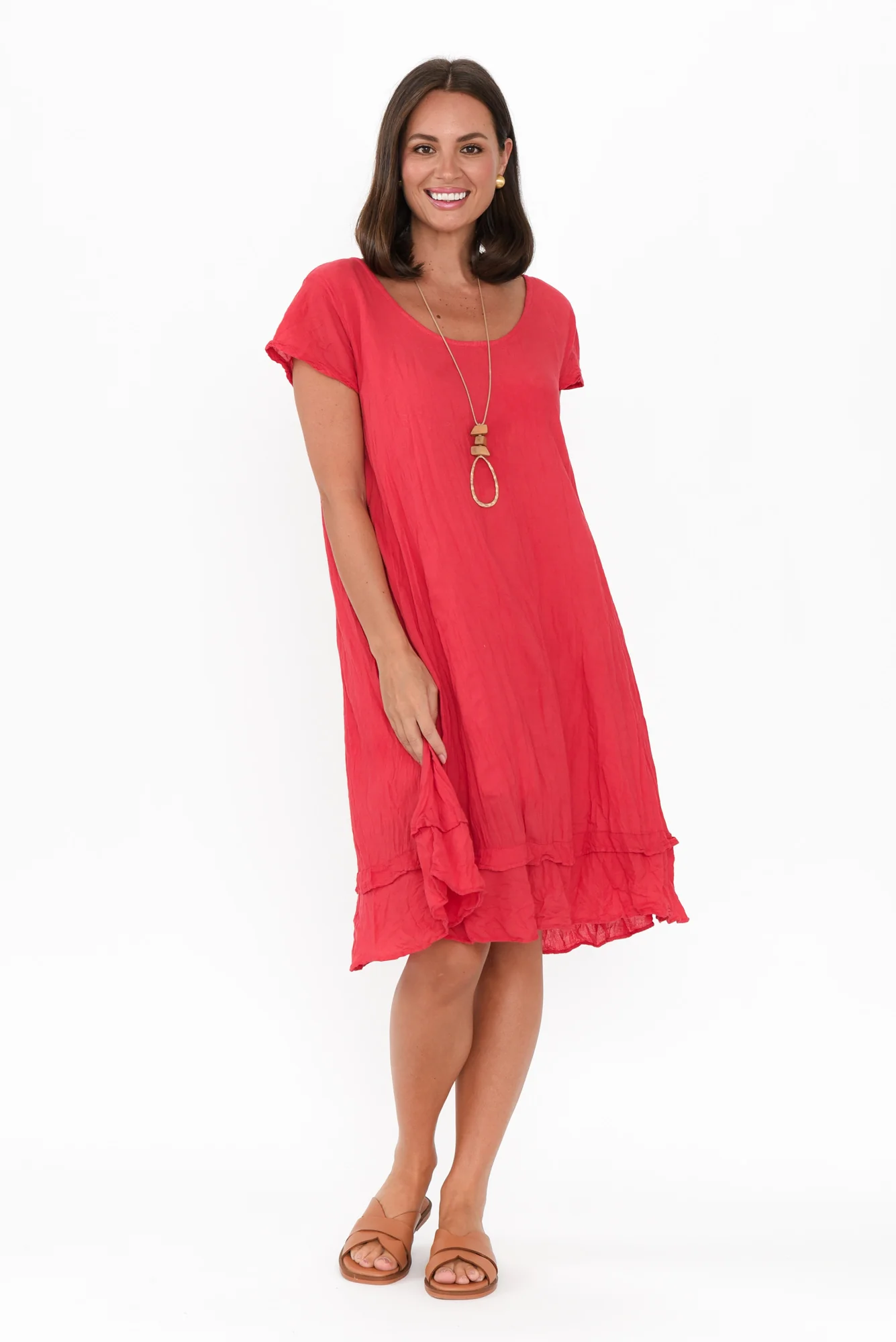 Lauren Berry Crinkle Cotton Dress
