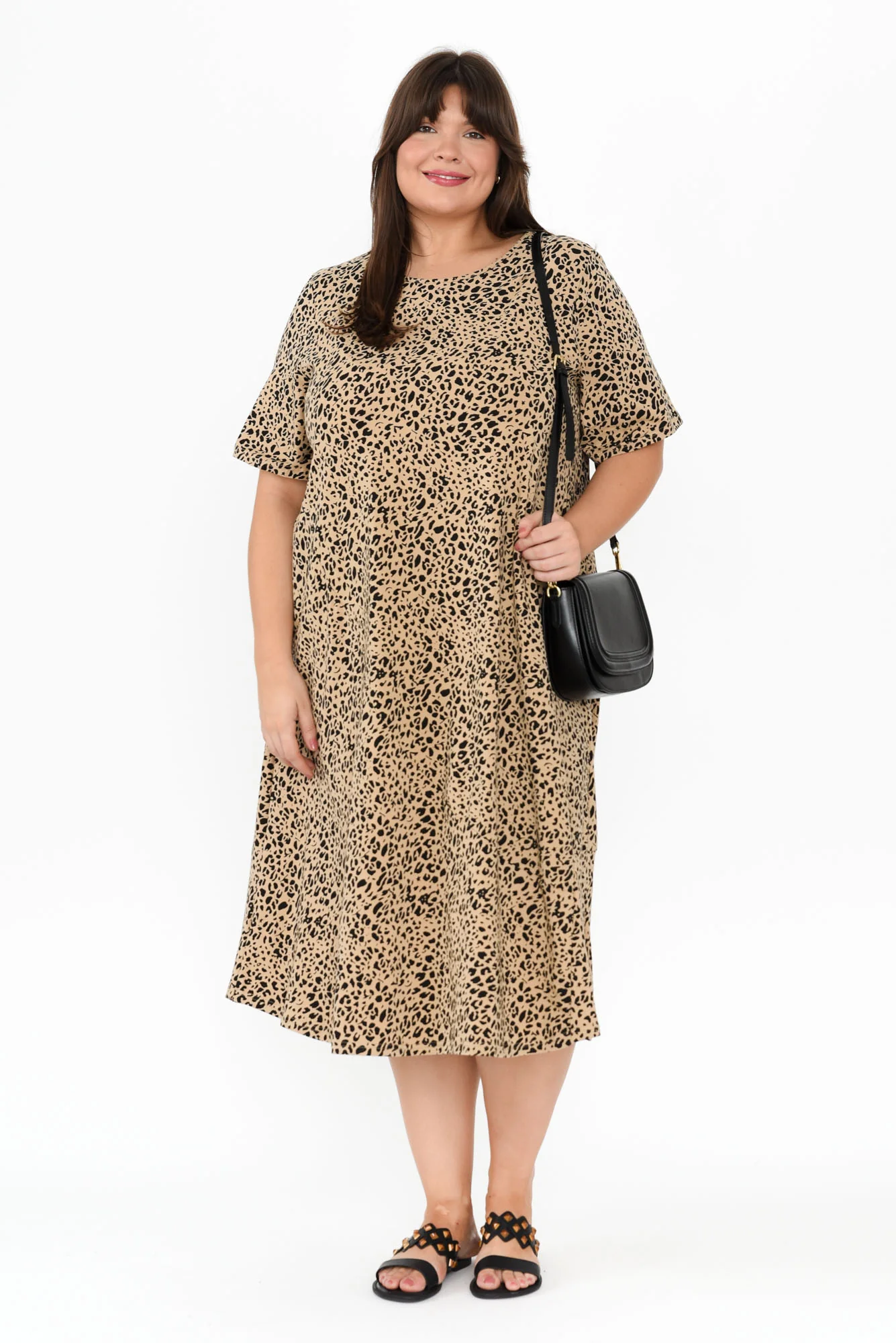 Bronte Brown Leopard Cotton Tee Dress