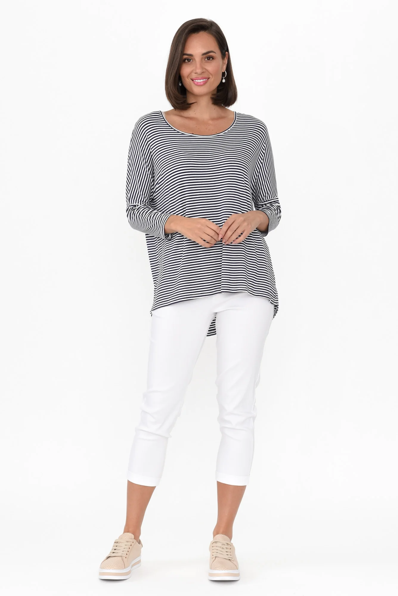 Jensen White Cotton Stretch Pants