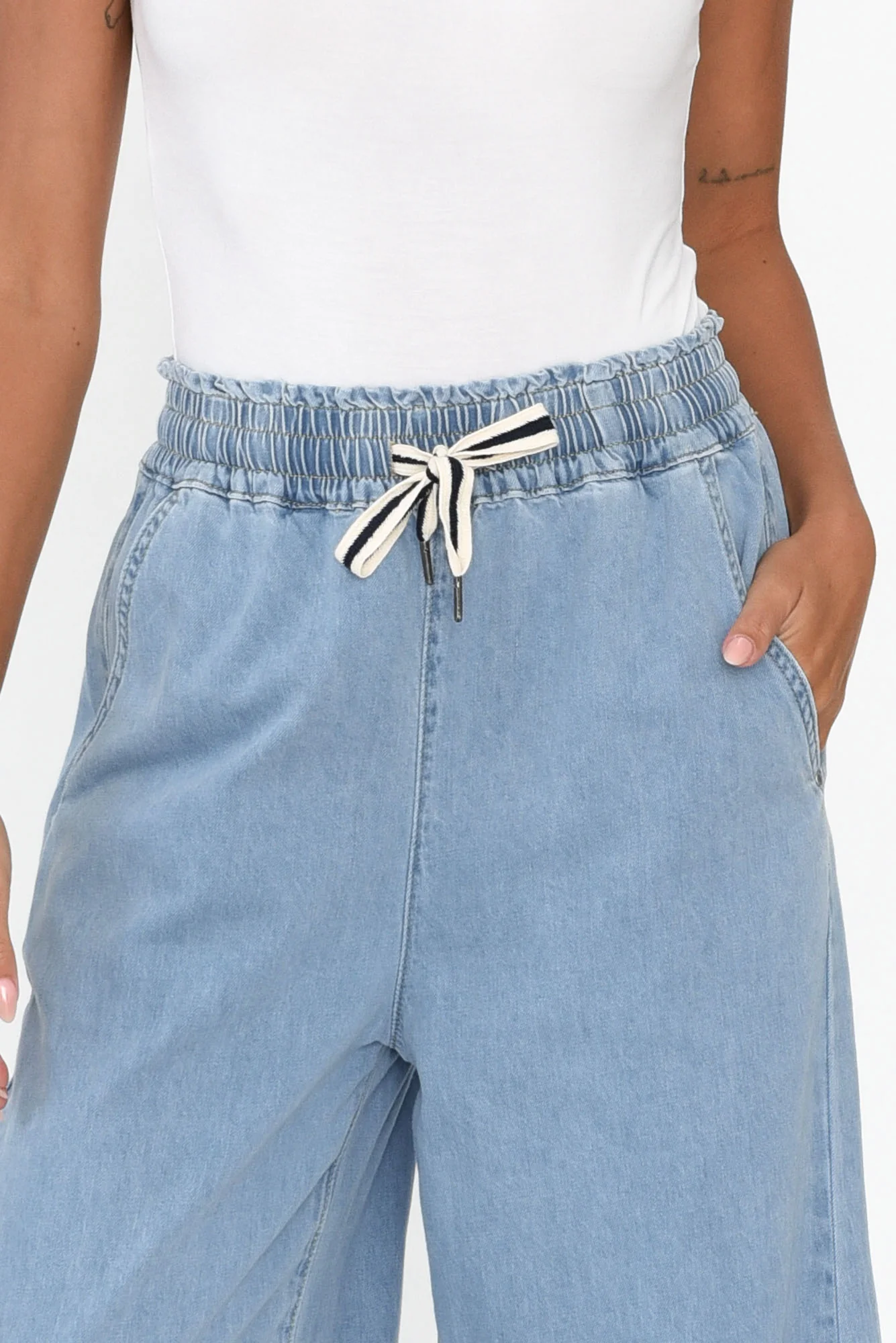 Greta Light Denim Wide Leg Pants