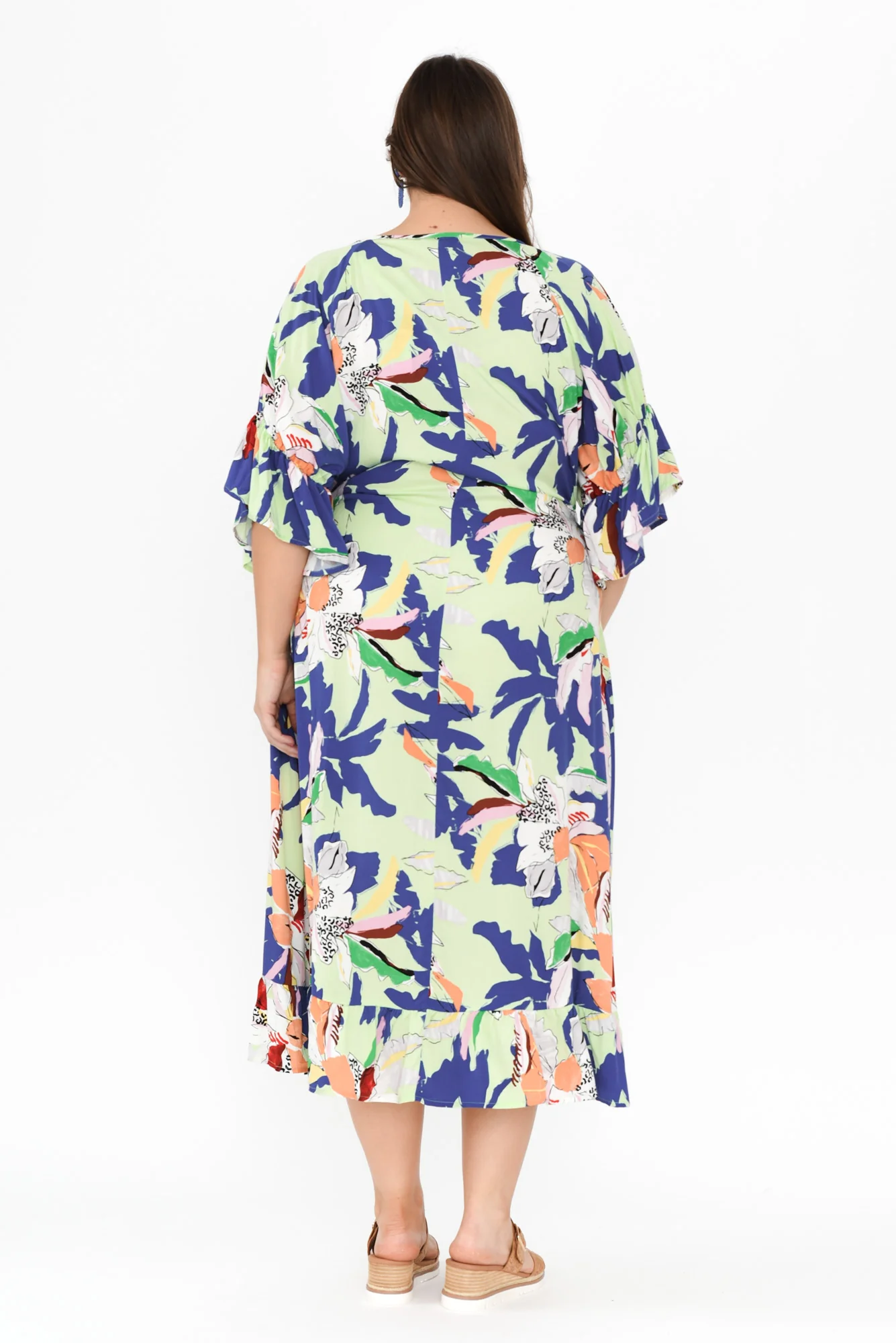 Leslie Blue Floral Frill Dress