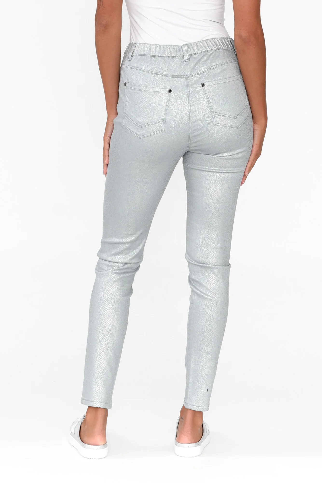Bonita Silver Animal Foil Stretch Pants