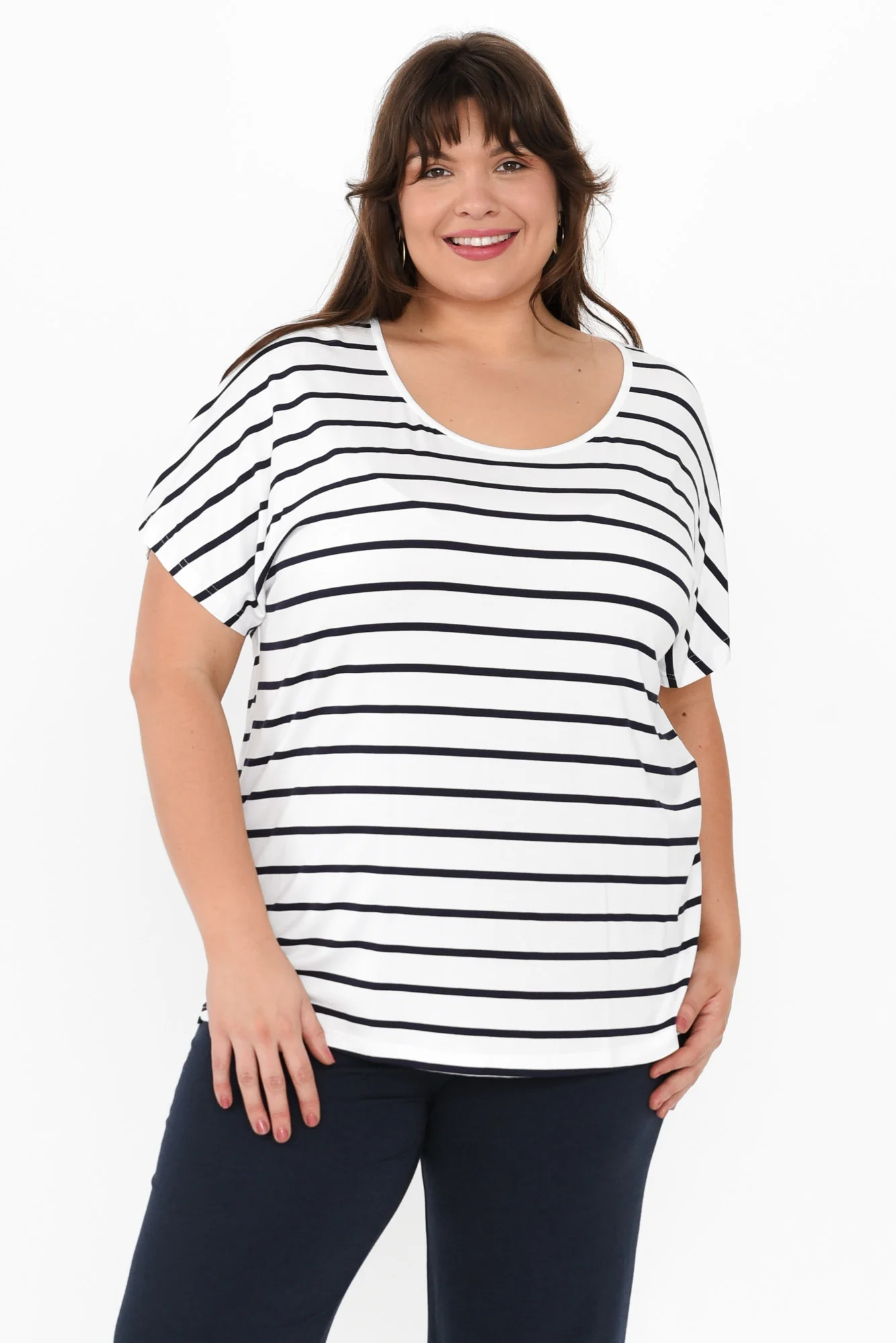 Danya White Stripe Bamboo Top