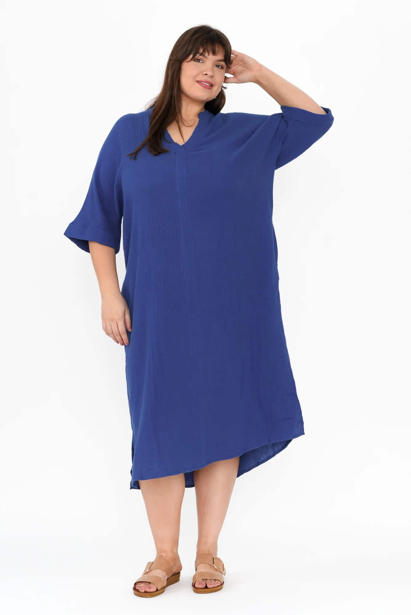 Juniper Cobalt Cotton Cheesecloth Dress