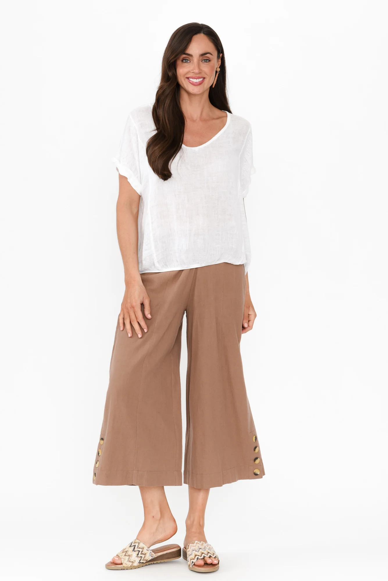 Kishan Mocha Cotton Blend Pants