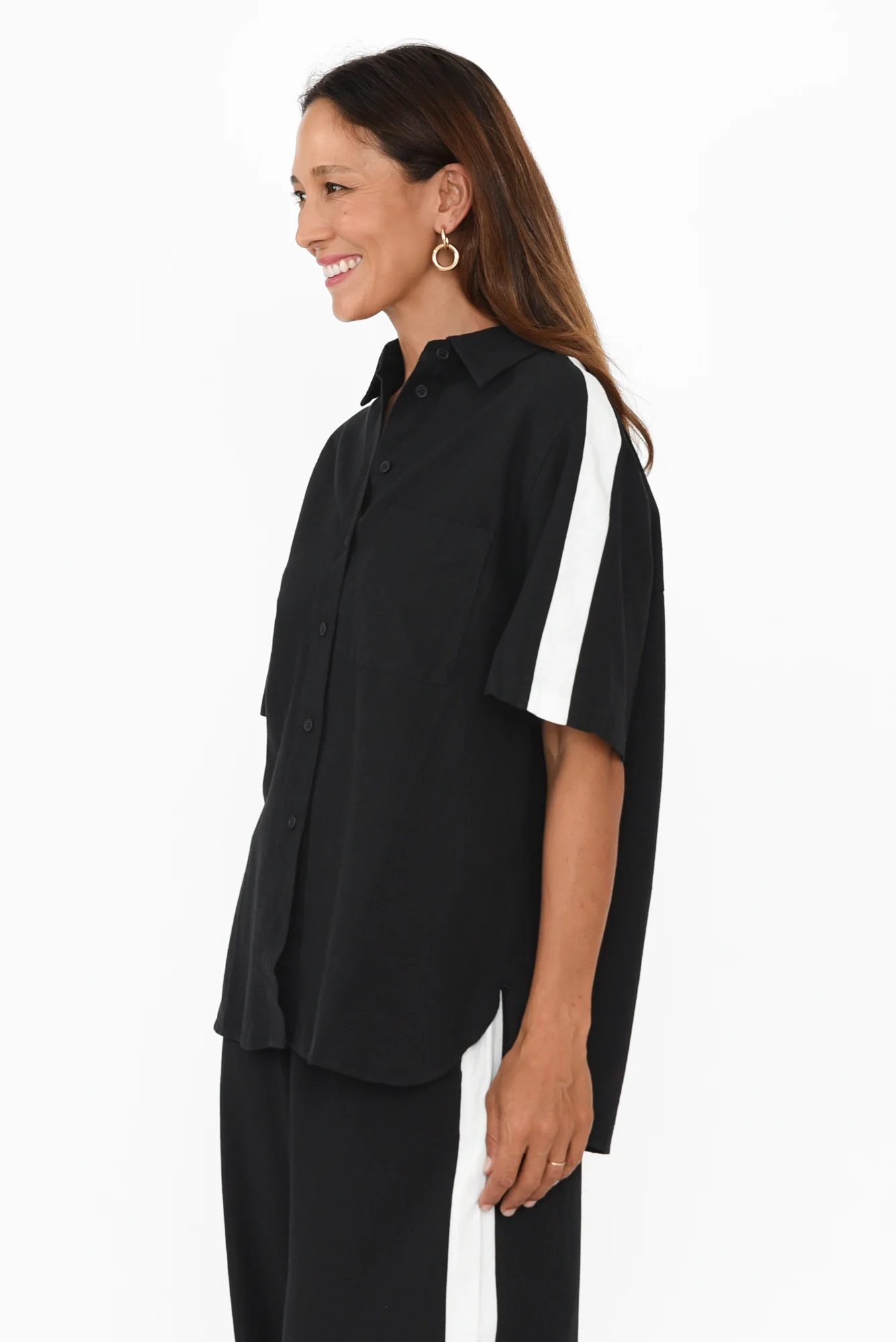 Francis Black Stripe Pocket Shirt
