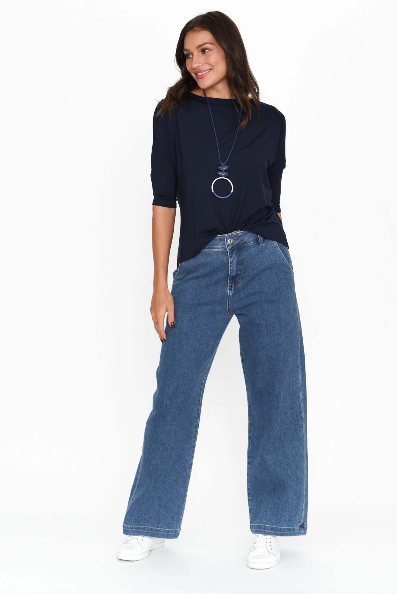 Camila Navy Bamboo Top