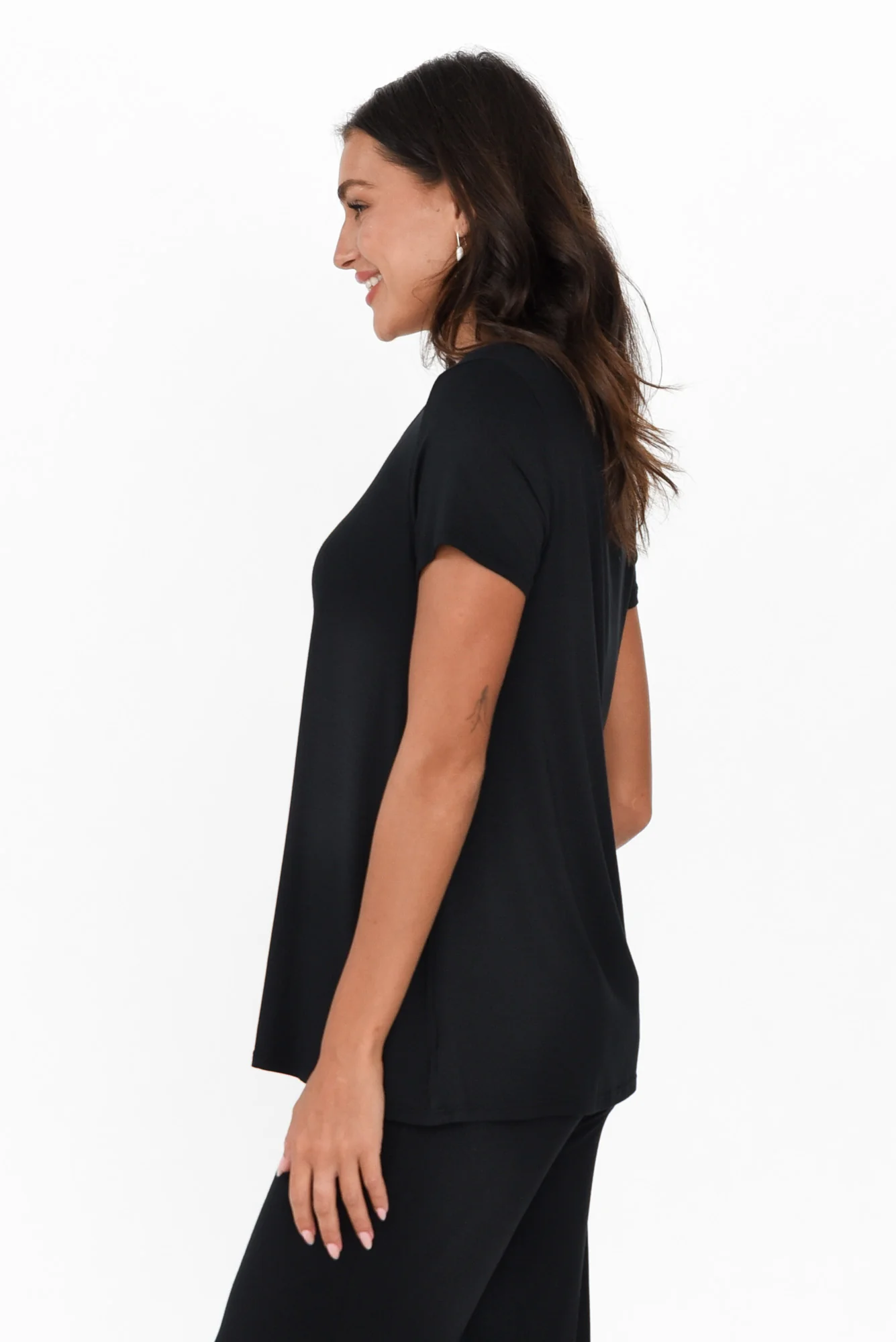 Black Micro Modal Swing Tee