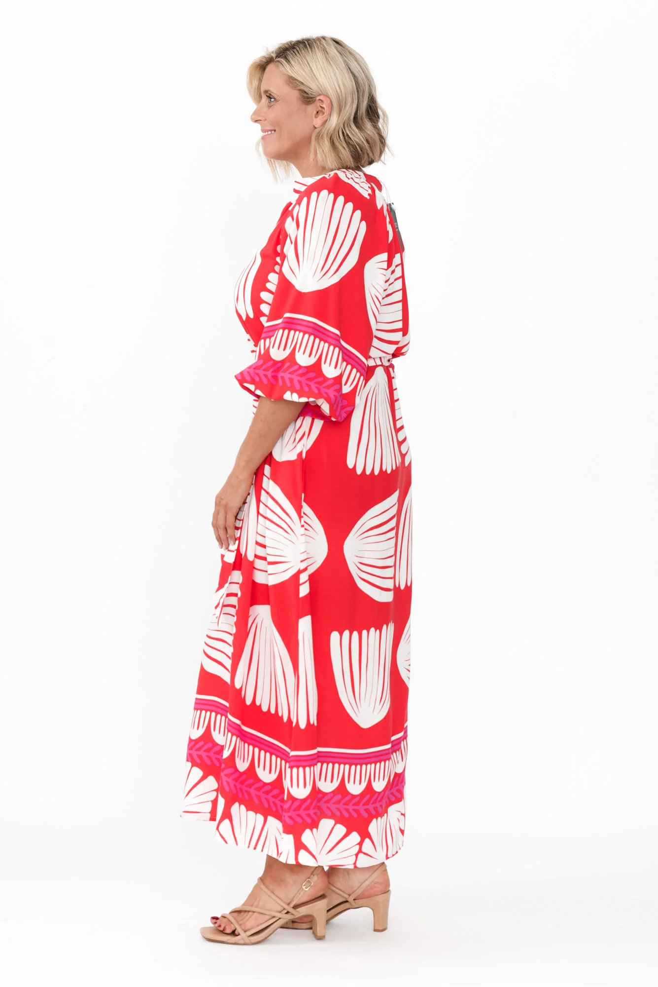 Marsha Red Shell Tie Dress