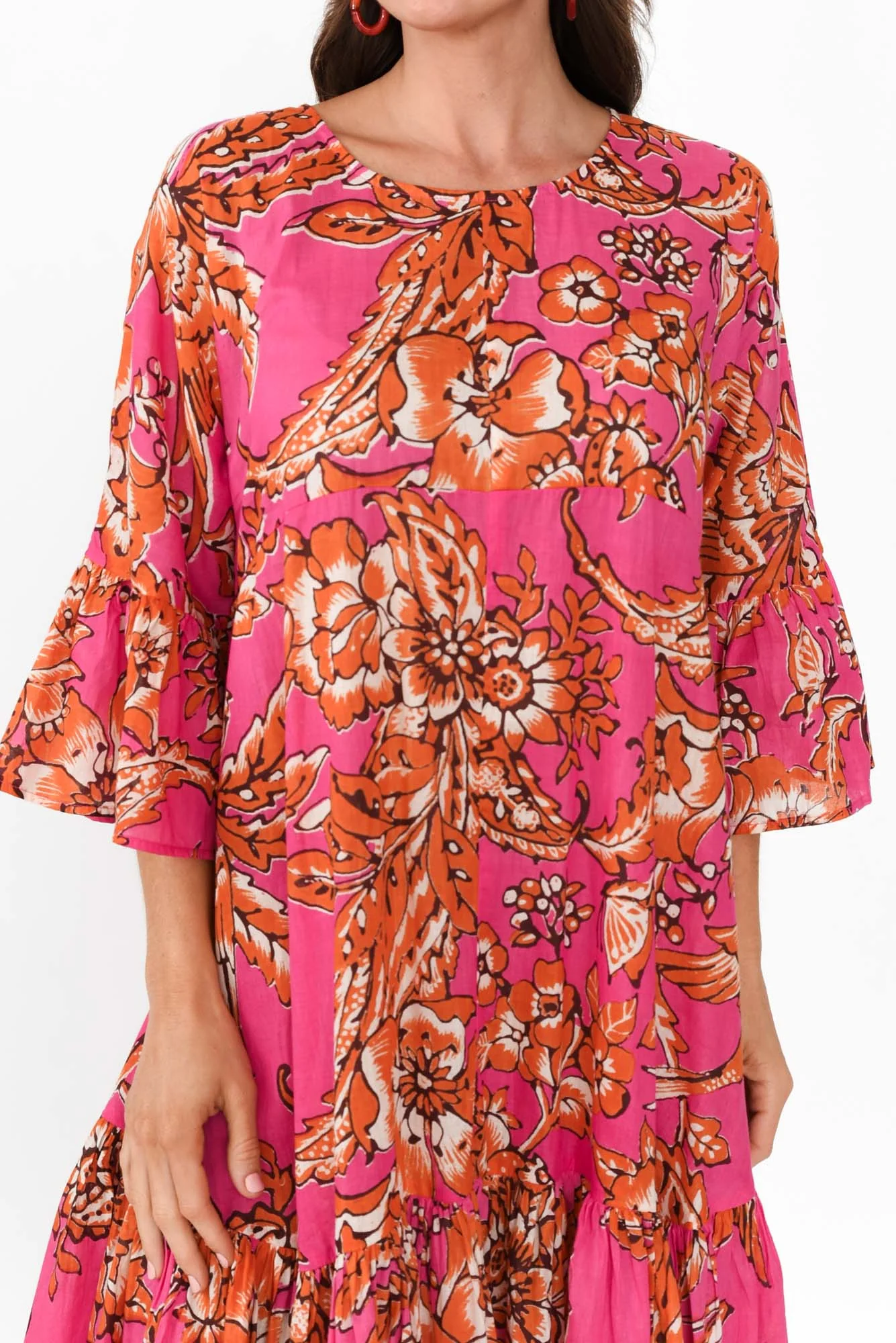 Lucia Orange Garden Cotton Dress