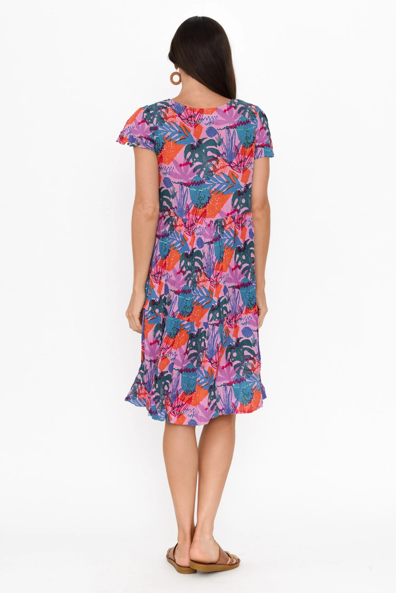 Azalea Purple Bloom Crinkle Dress