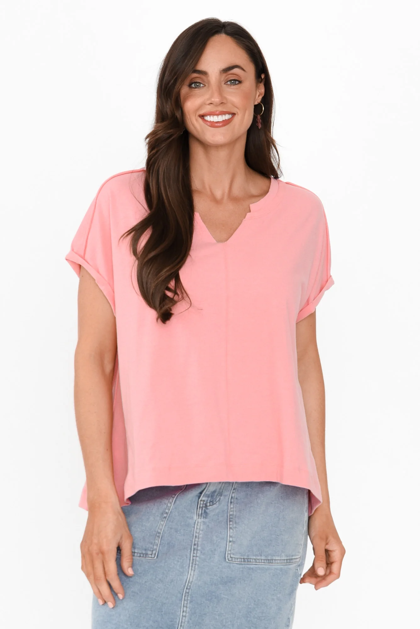 Anabeth Pink Cotton Swing Top
