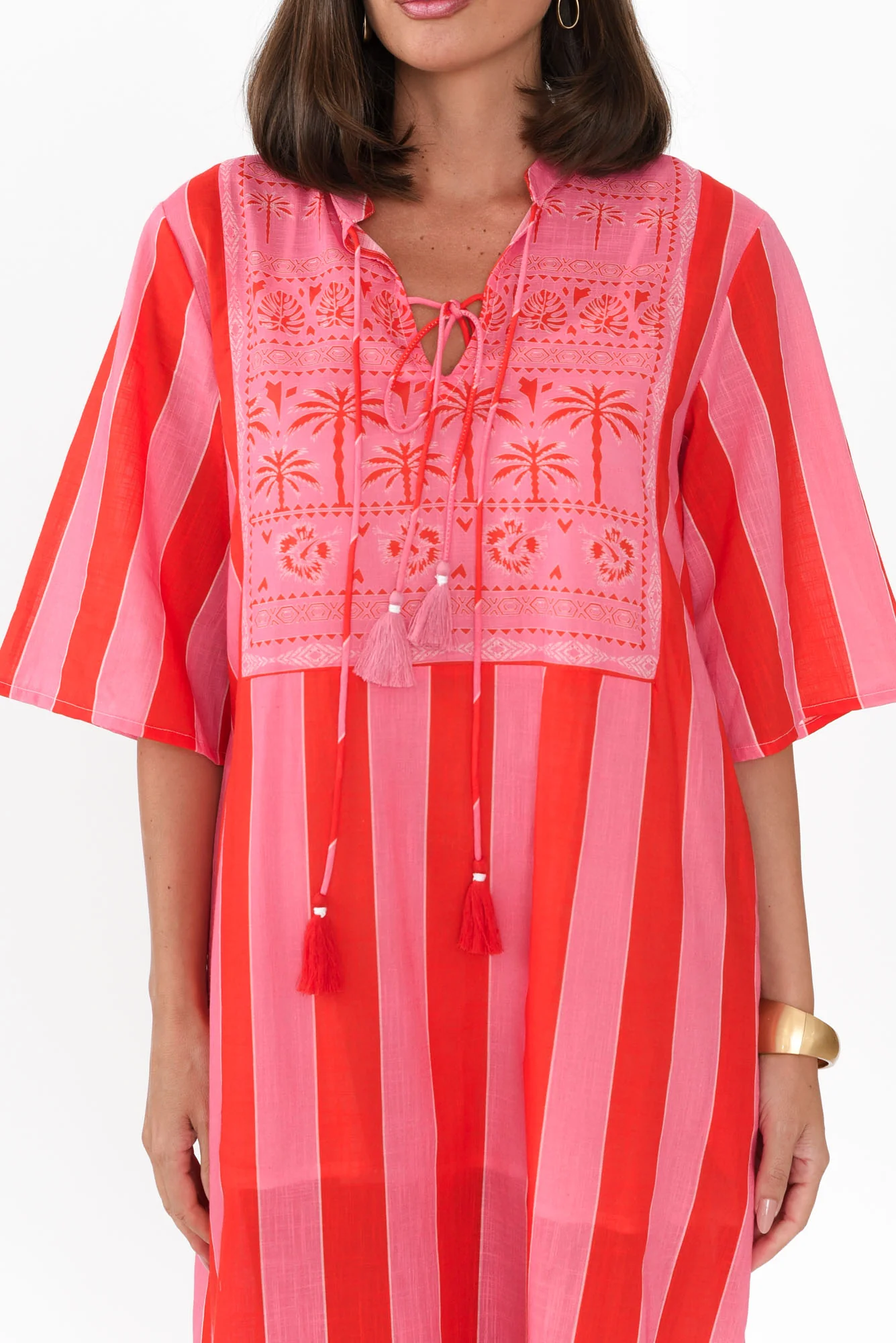 Amery Pink Stripe Cotton Tie Dress