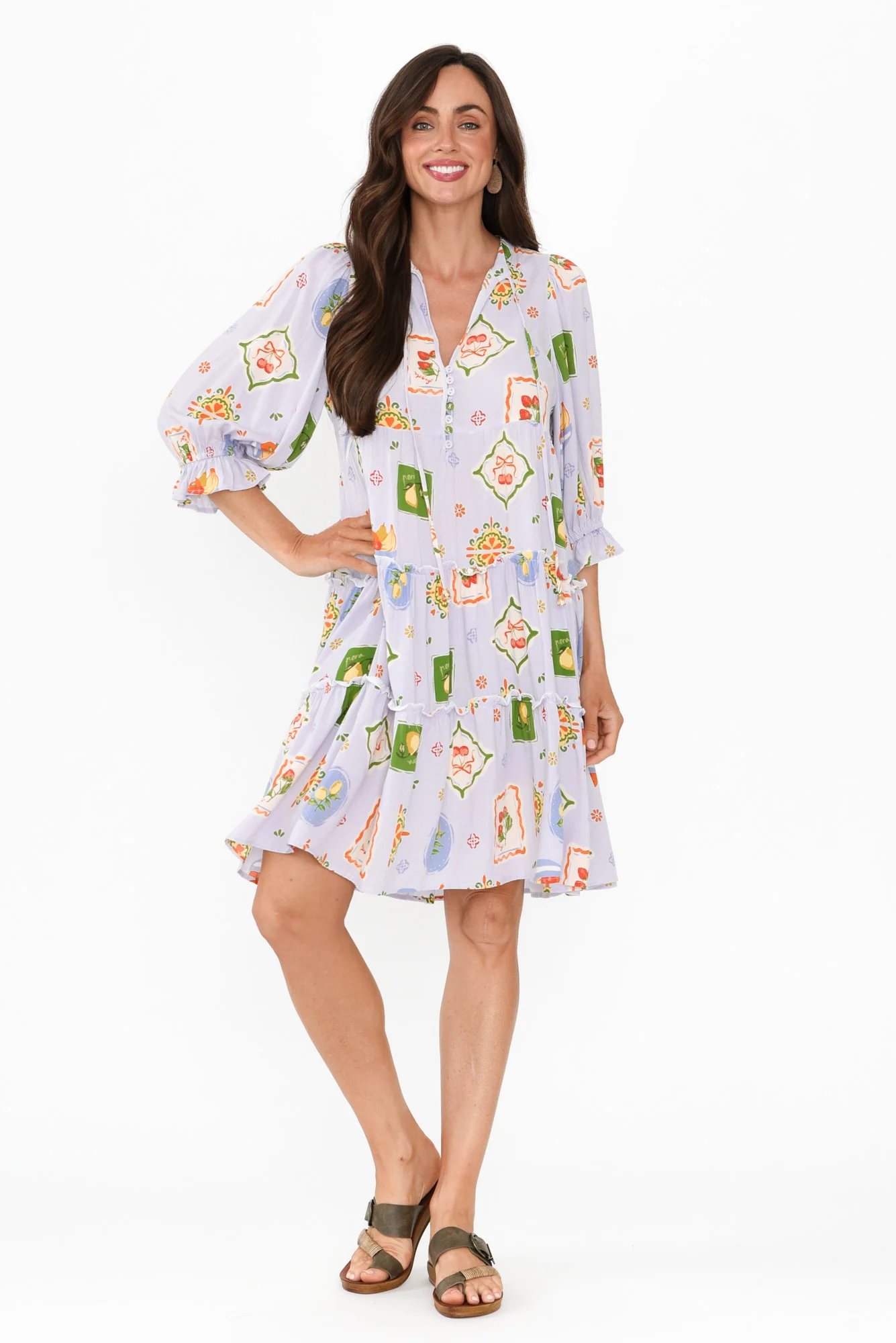 Irena Blue Harvest Tier Dress