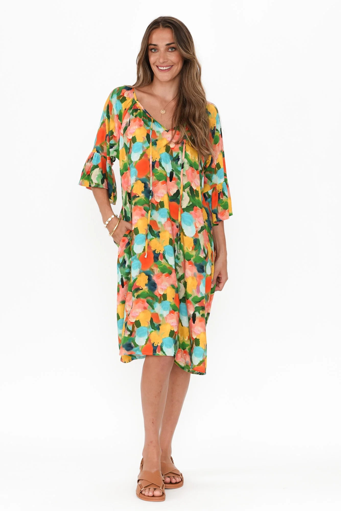 Lohan Yellow Floral Pocket Dress