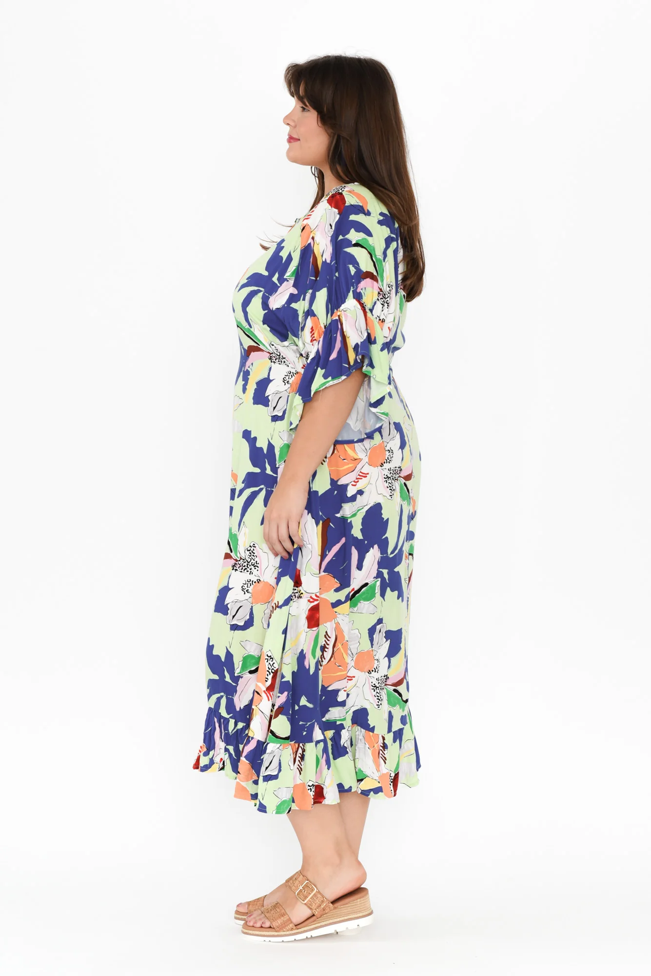 Leslie Blue Floral Frill Dress