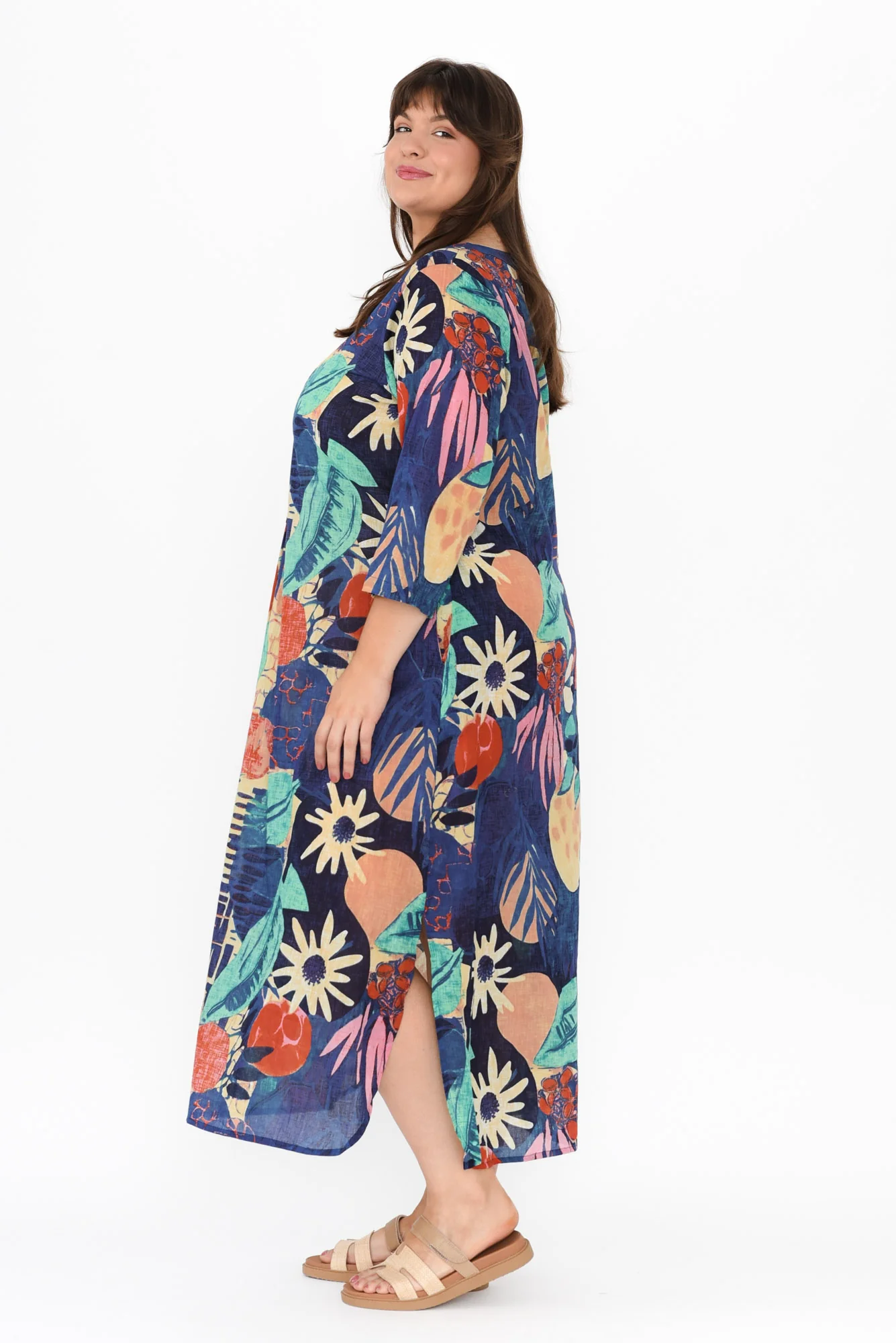 Apia Navy Geo Cotton Maxi Dress