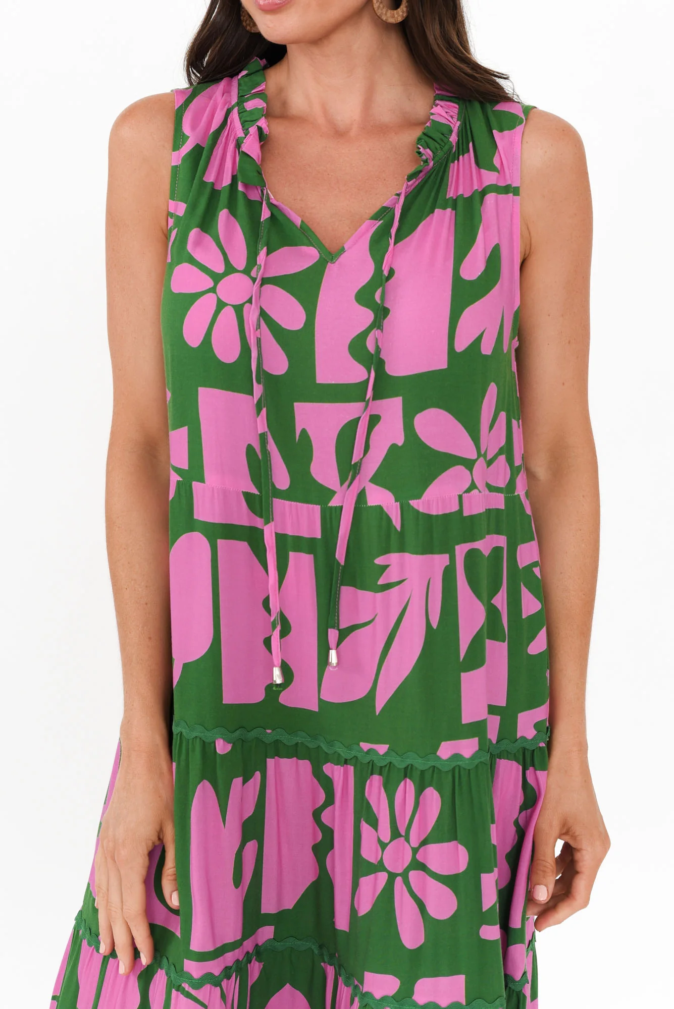 Brunswick Green Mosaic Tiered Dress