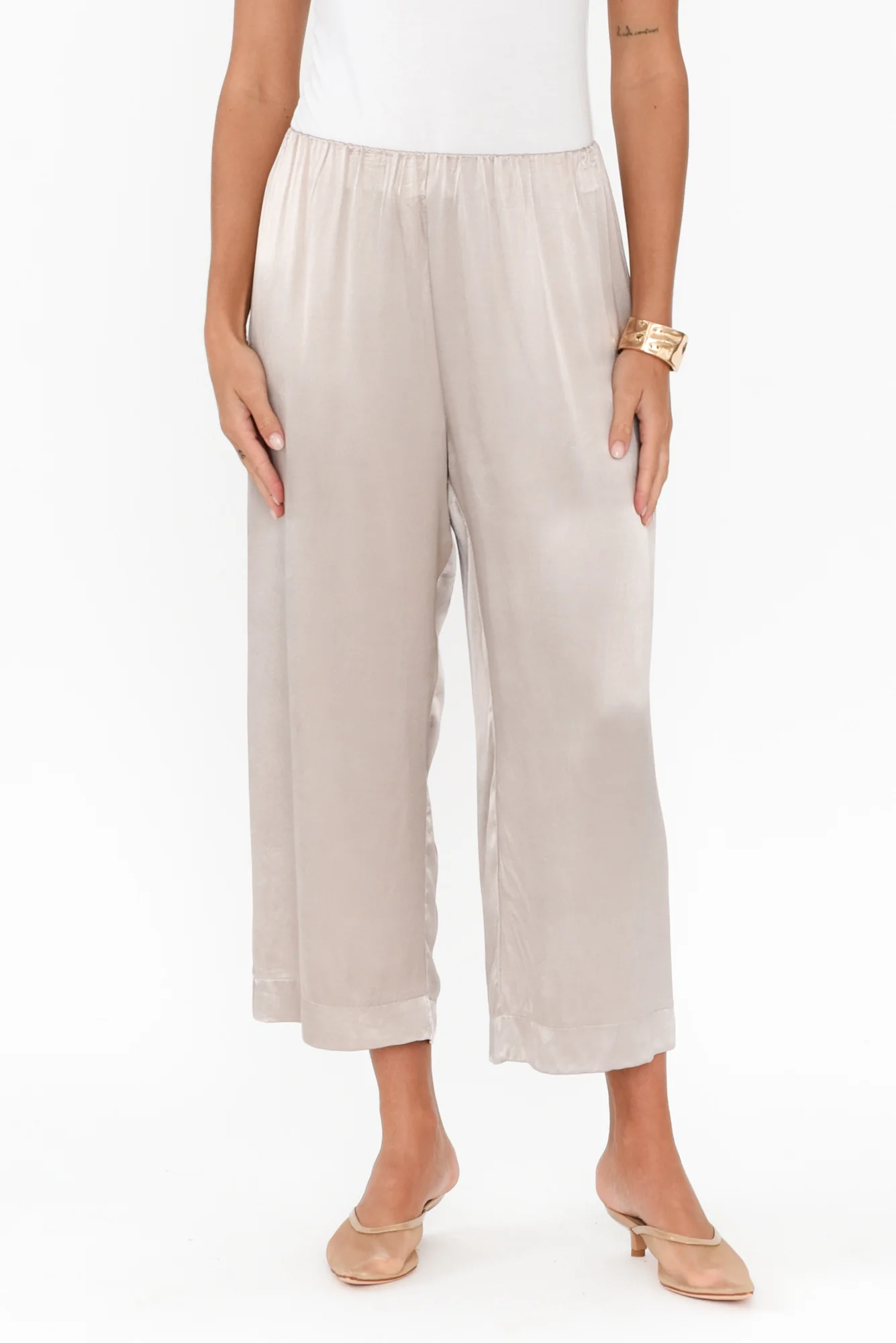 Athens Champagne Satin Pants