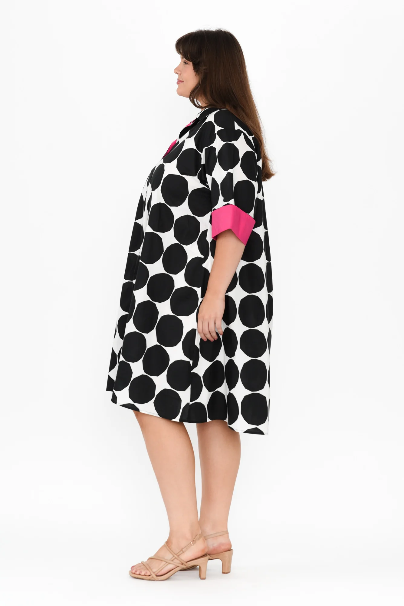 Cardiff Black Abstract Spot Cotton Poplin Dress