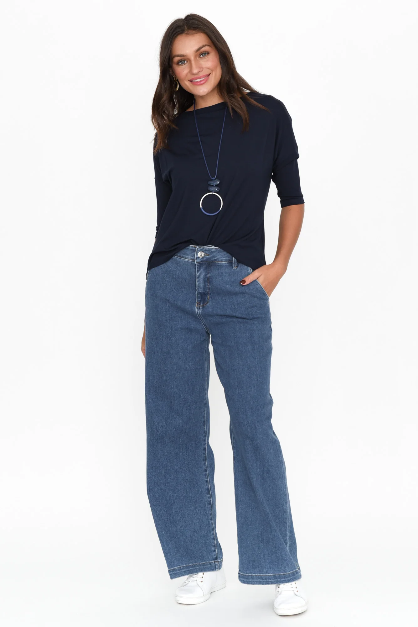 Camila Navy Bamboo Top