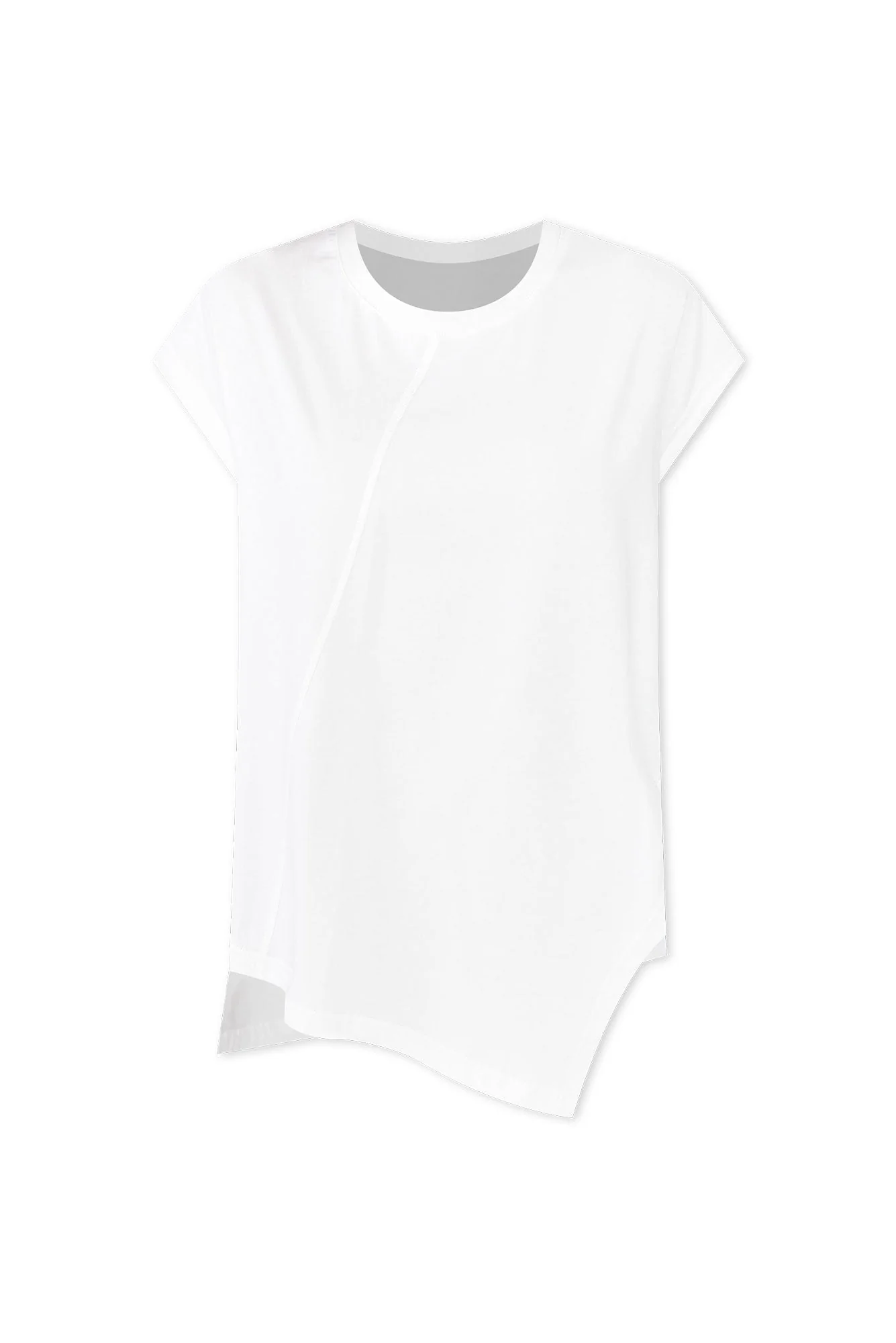 Dione White Cotton Blend Asymmetric Top