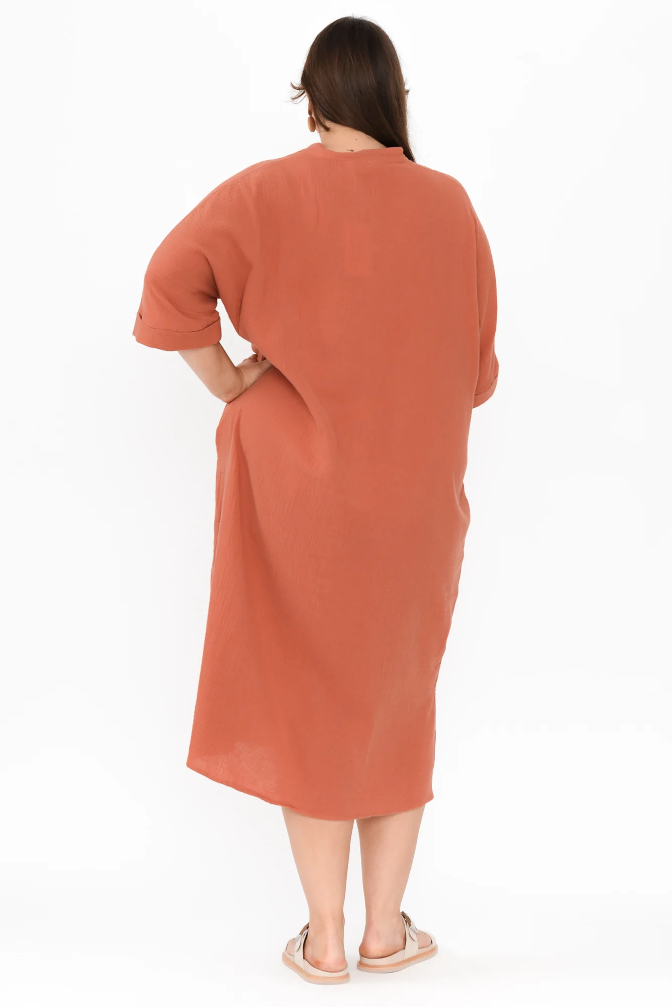 Juniper Rust Cotton Cheesecloth Dress