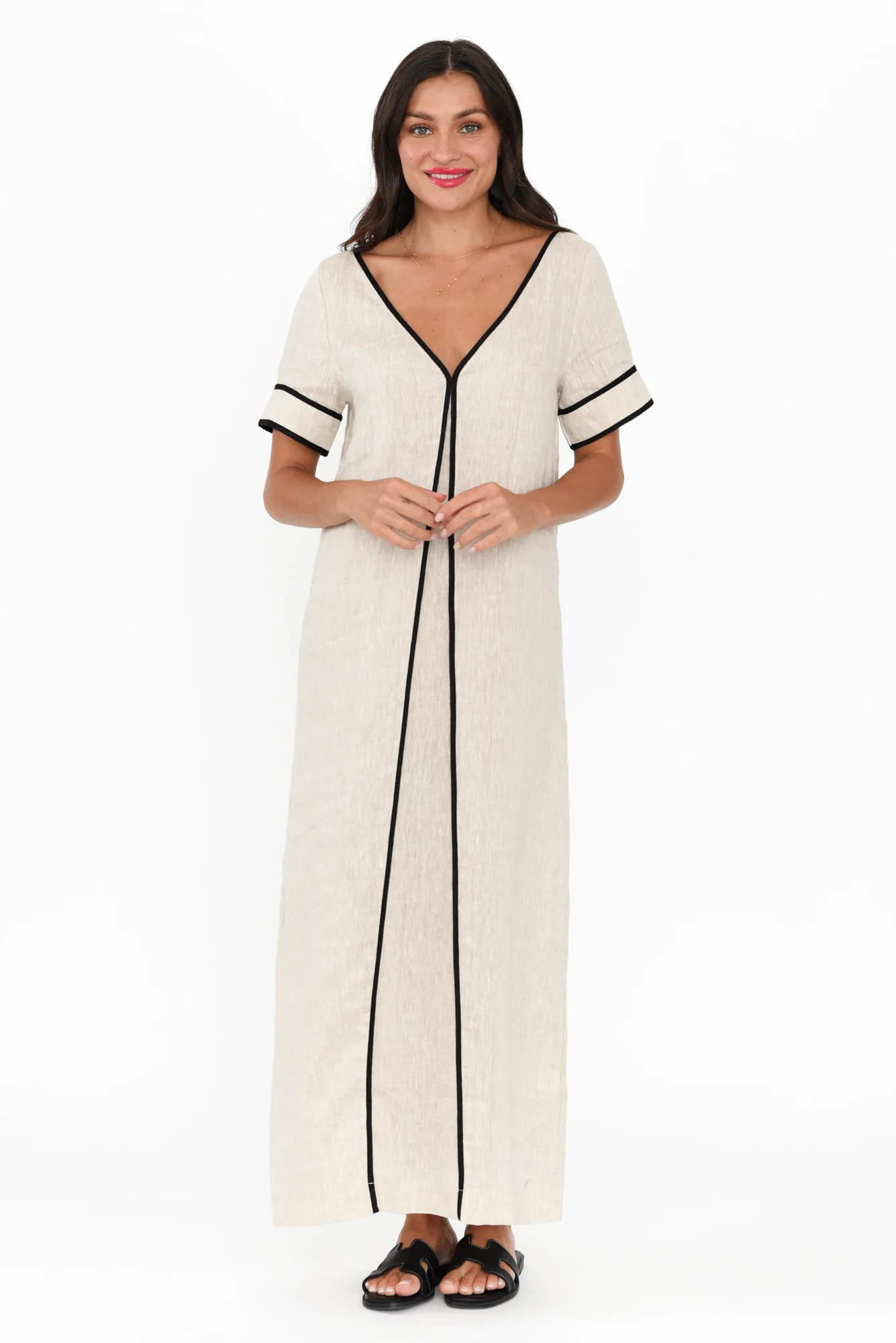 Juniper Natural Contrast Linen Dress