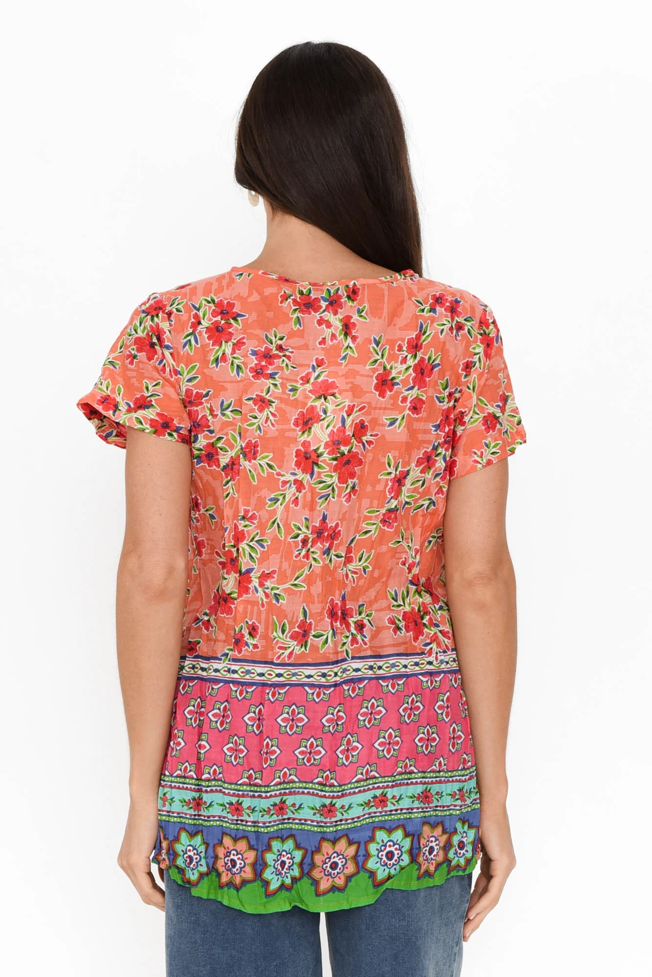 Fia Blush Floral Crinkle Cotton Top