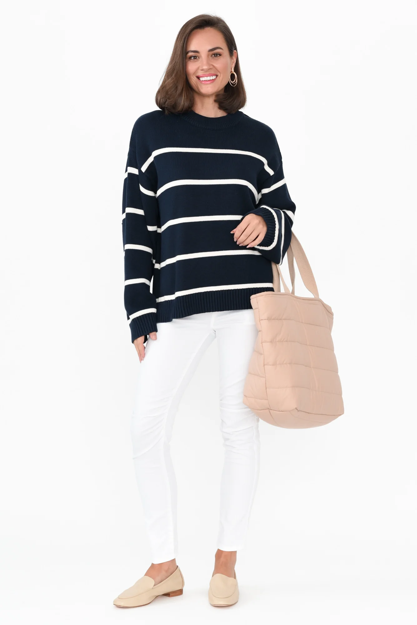 Iris Navy Stripe Cotton Knit Jumper