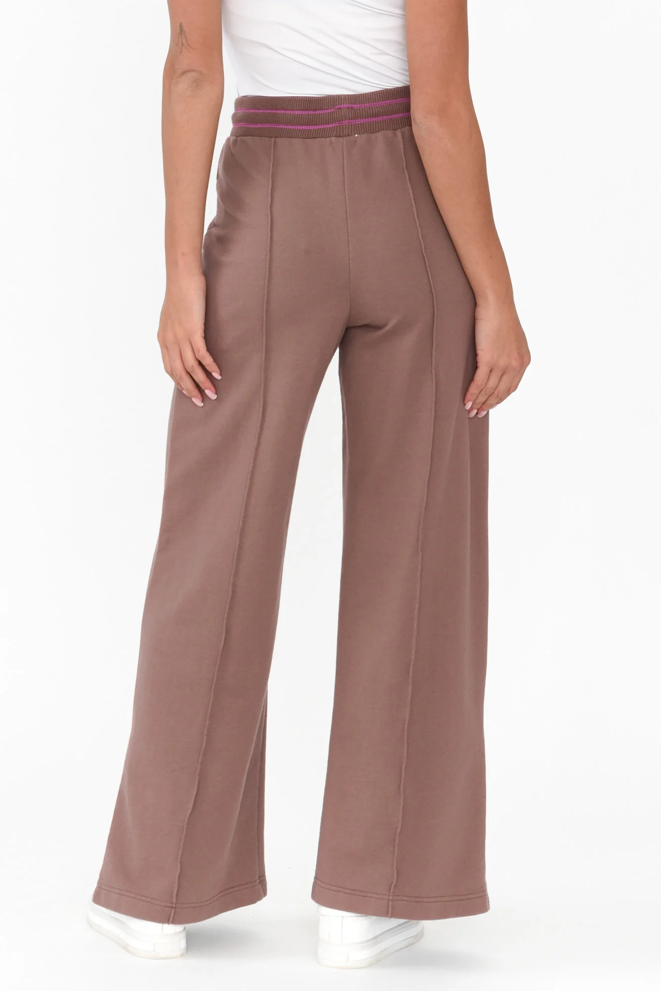 Kyla Brown Cotton Blend Wide Leg Pants